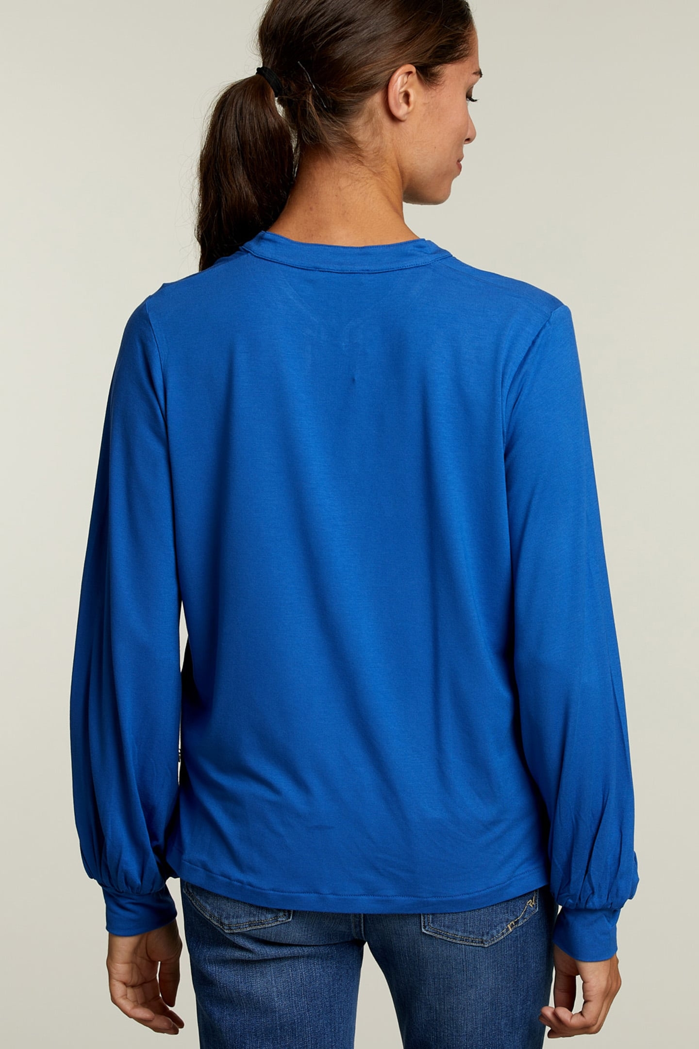 BLUE V-NECK T-SHIRT BALLOON SLEEVES 2