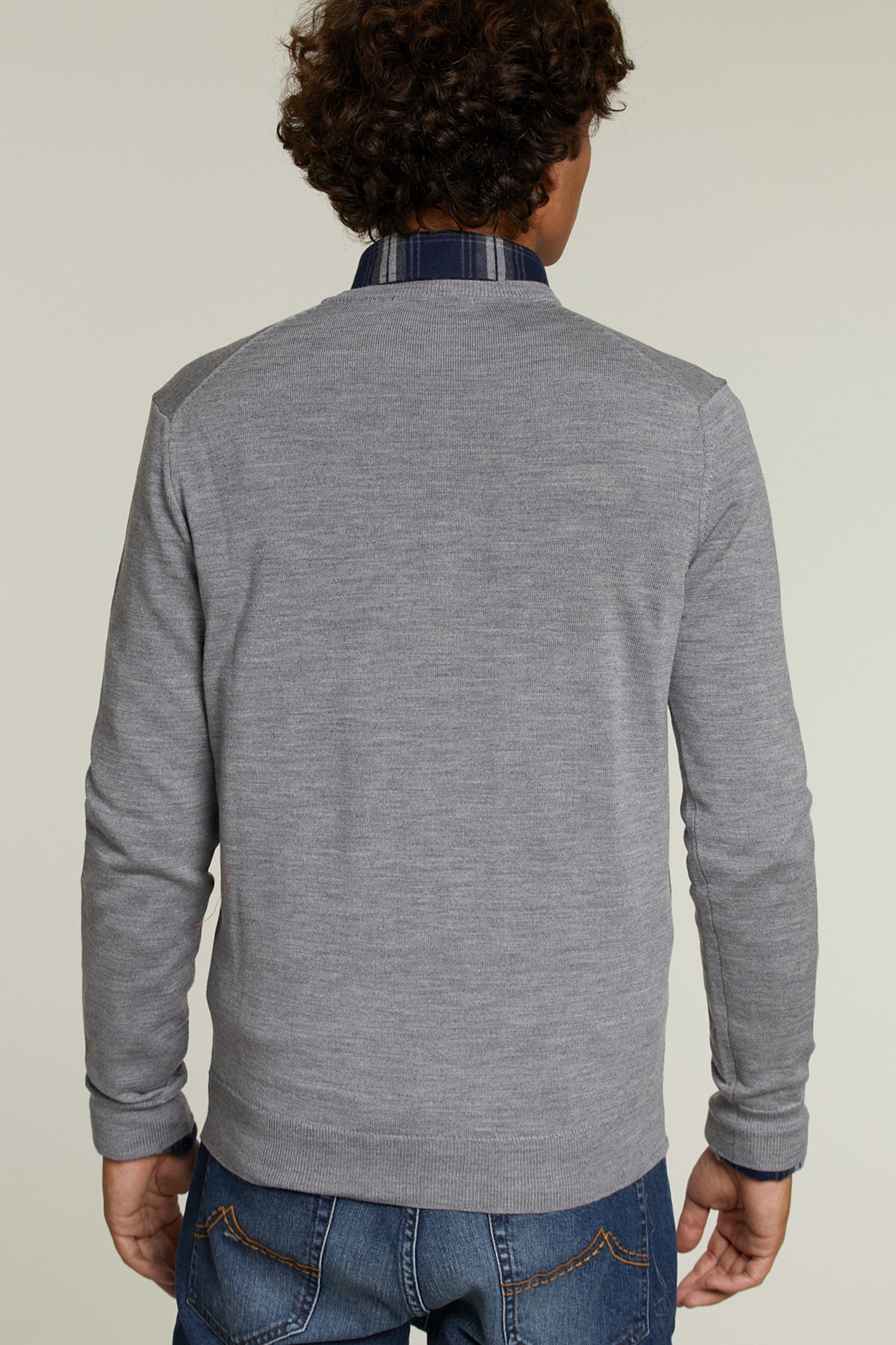 CUSTOM FIT MERINO V-NECK PULLOVER OXFORD MIX 2
