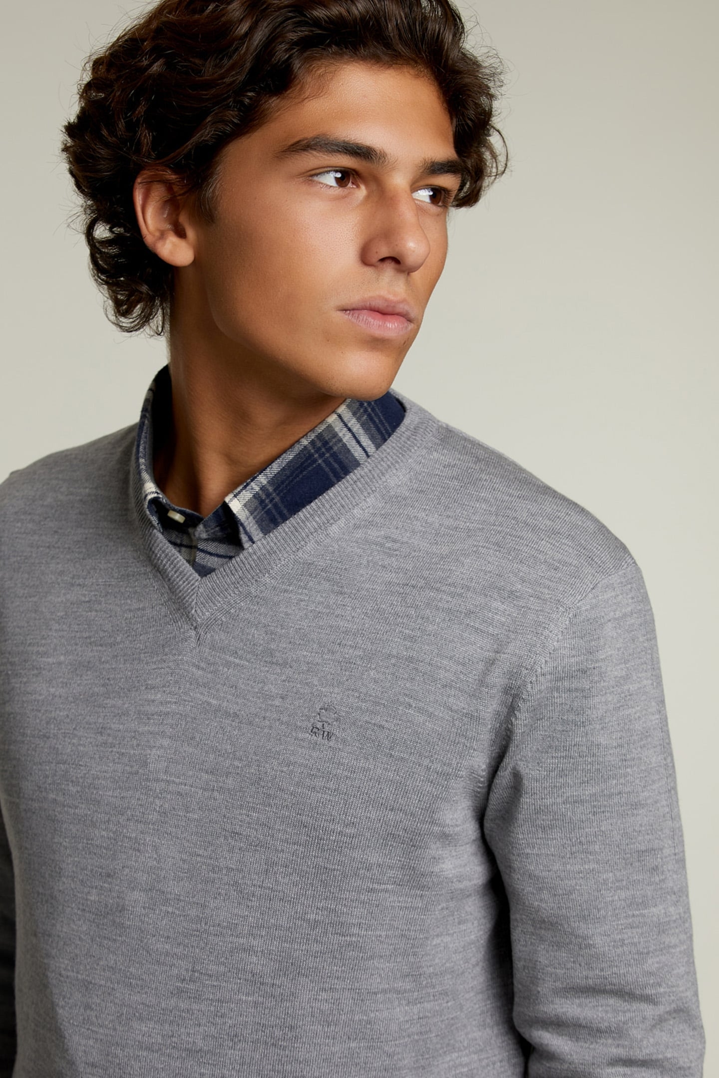 CUSTOM FIT MERINO V-NECK PULLOVER OXFORD MIX 4