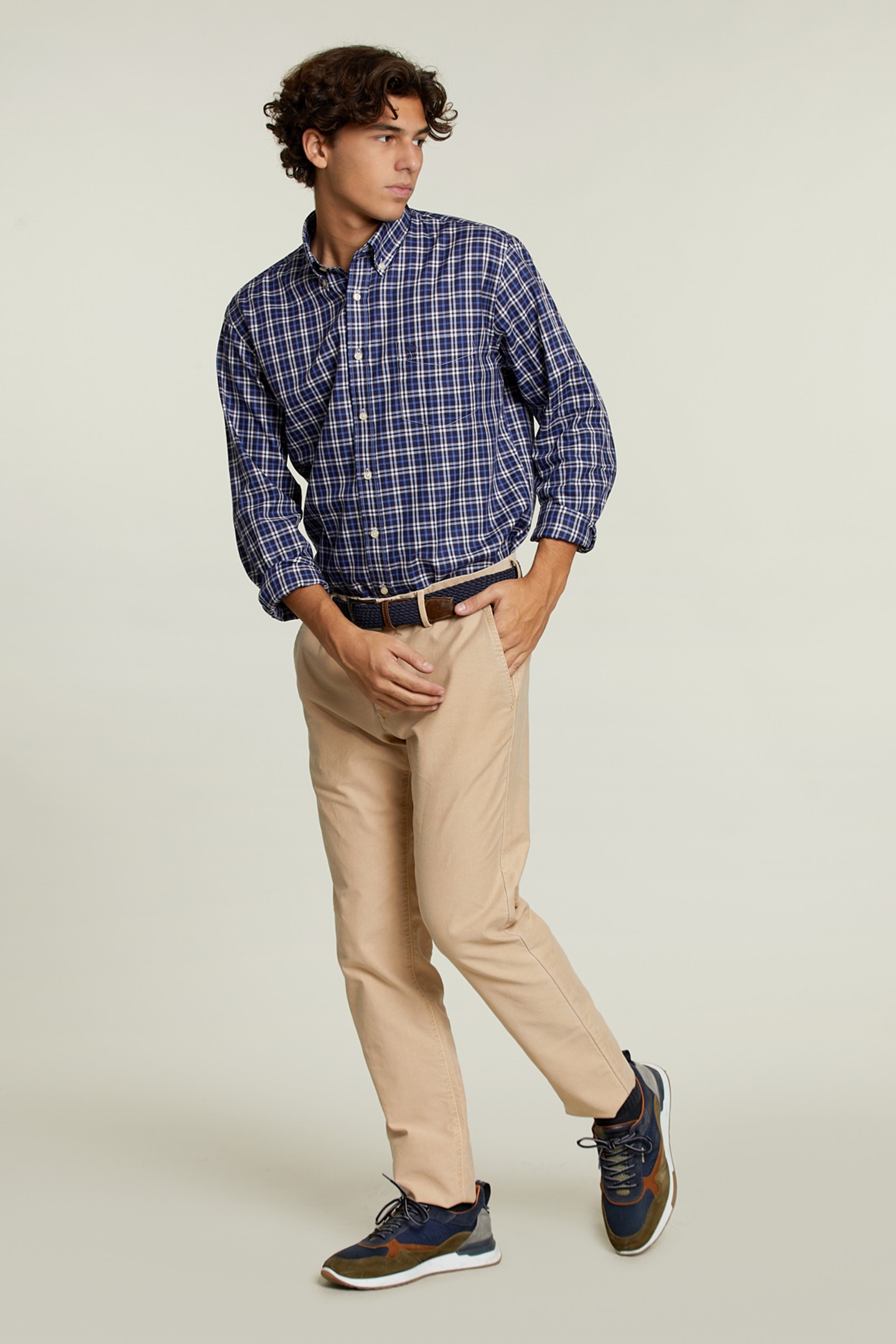 CUSTOM FIT CHECKED SHIRT BLUE/WHITE 3