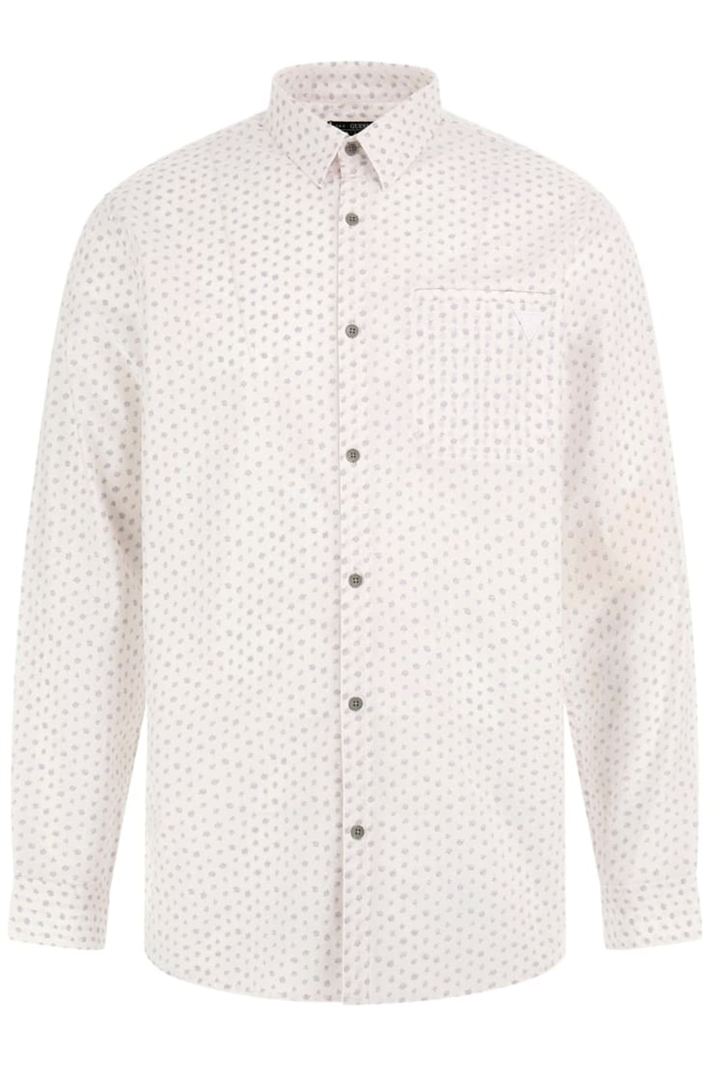 GUESS ECO LS COLLIN SHIRT MICRO FLOWER AOP WHI 4