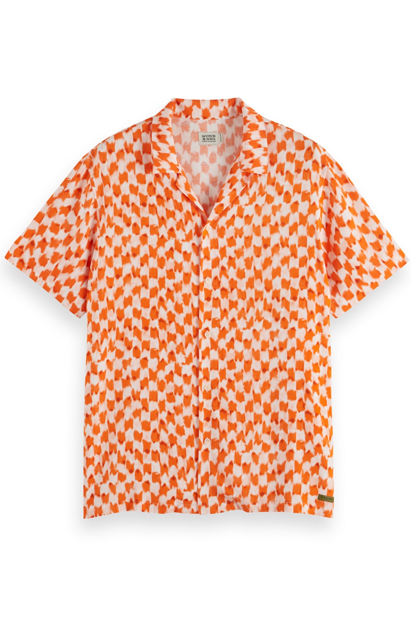 PRINTED CAMP COLLAR SHIRT ORANGE DYERCHECKER AOP 1
