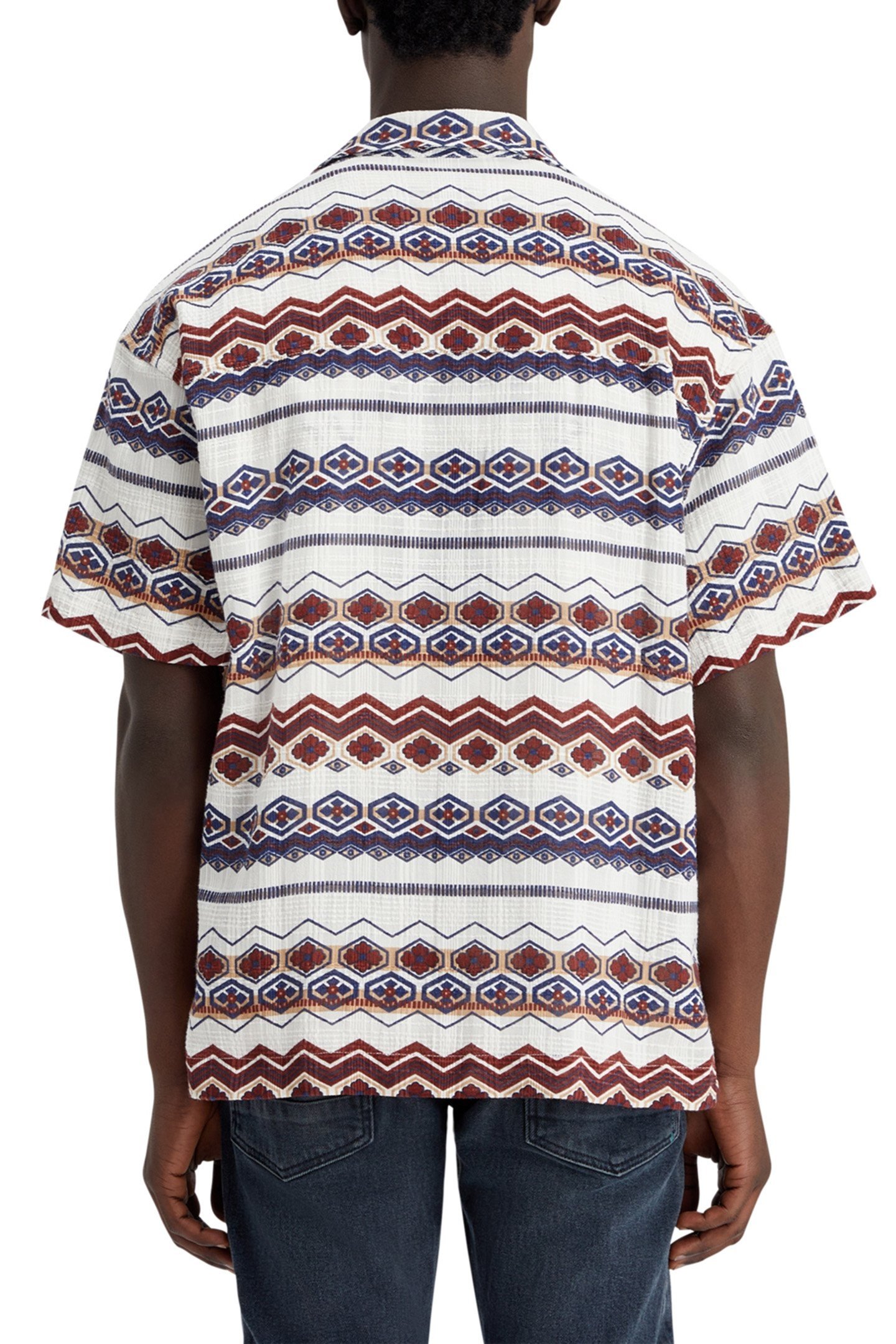 STRUCTURED PRINTED STRIPE SHIRT RED BLUE MULTI 2