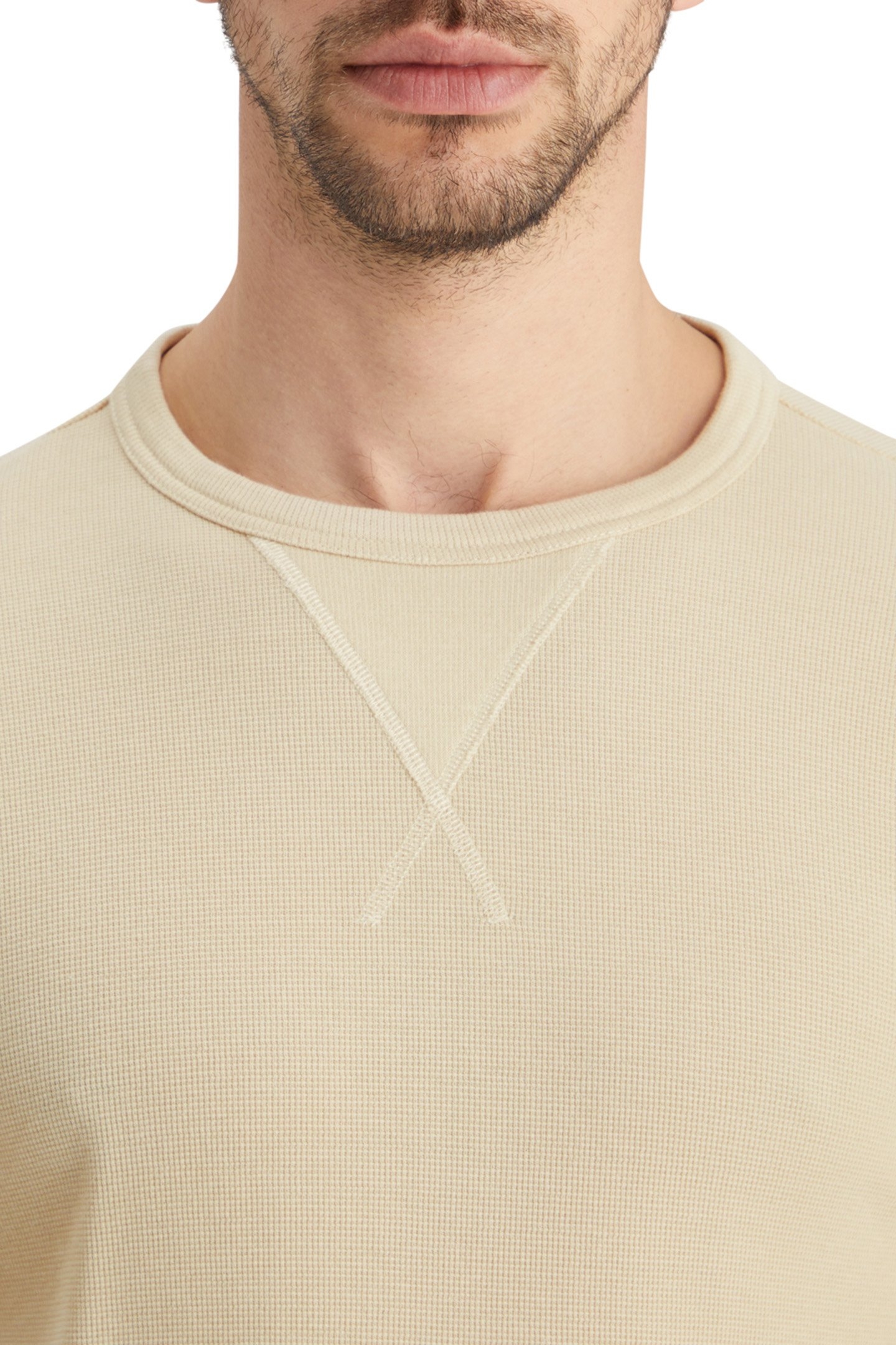 REGULAR FIT WAFFLE T-SHIRT LS PARCHMENT 6