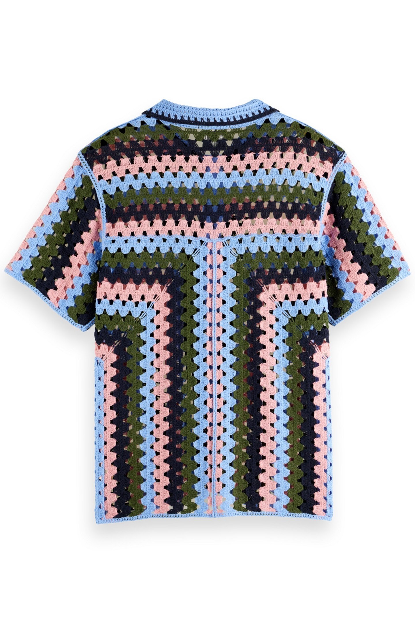 CROCHET KNITTED POLO SHORT SLEEVE MULTI STRIPE 2