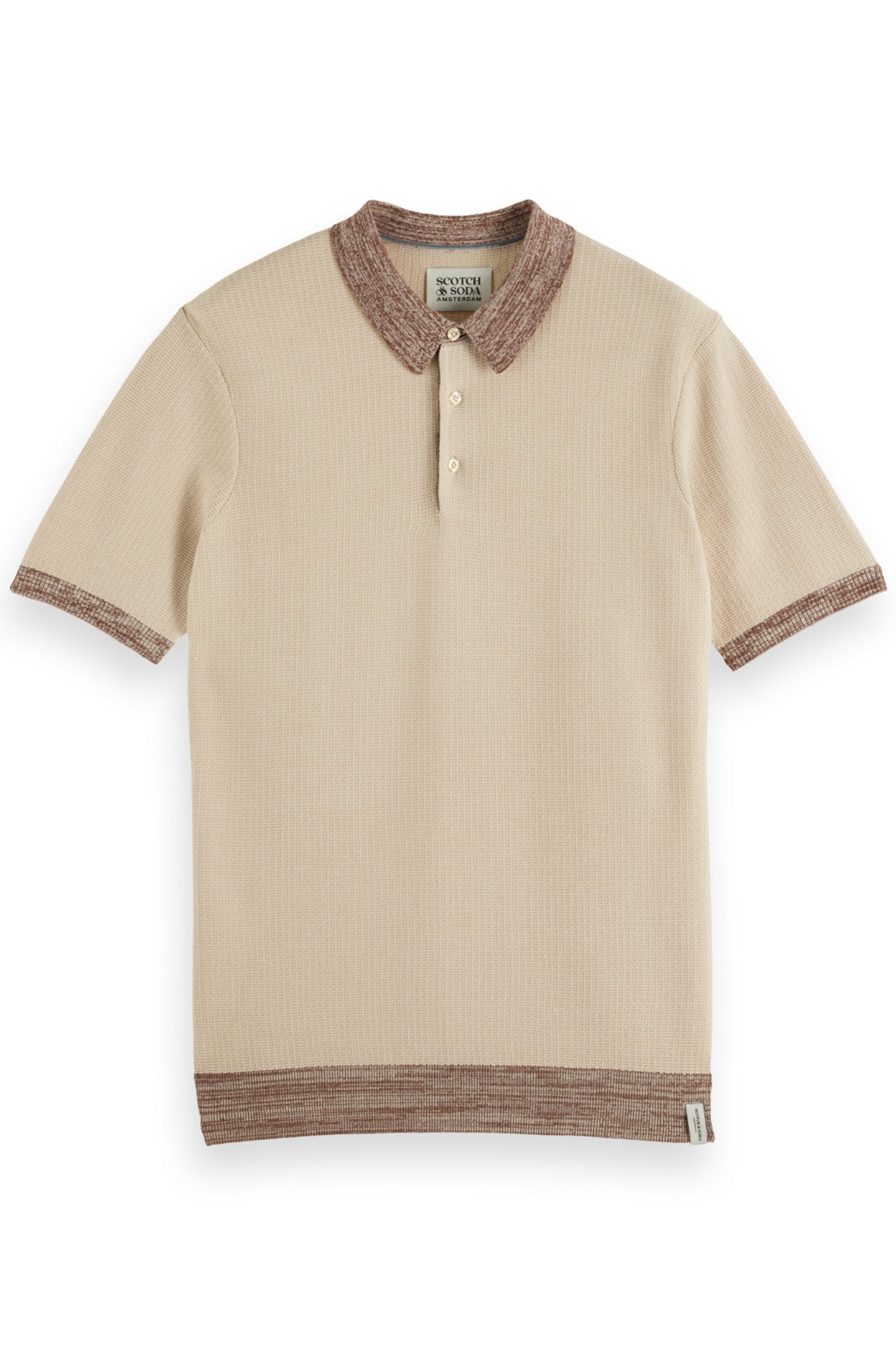STRUCTURE KNITTED POLO PARCHMENT 3