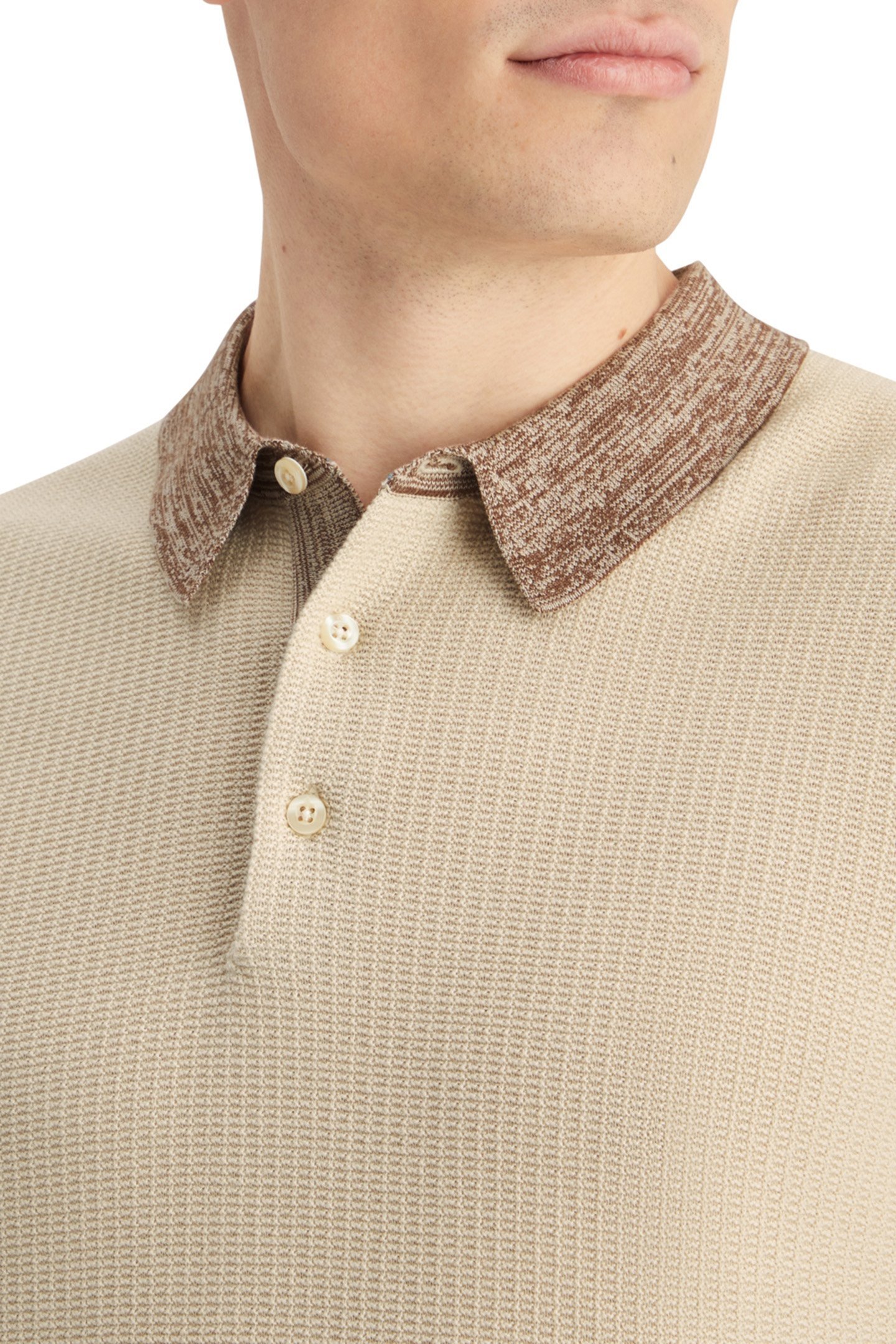 STRUCTURE KNITTED POLO PARCHMENT 7