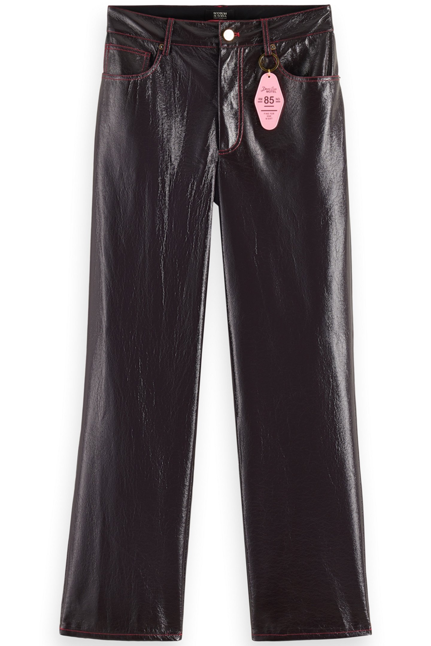 THE SKY FAUX LEATHER VINYL PANT WINE 1