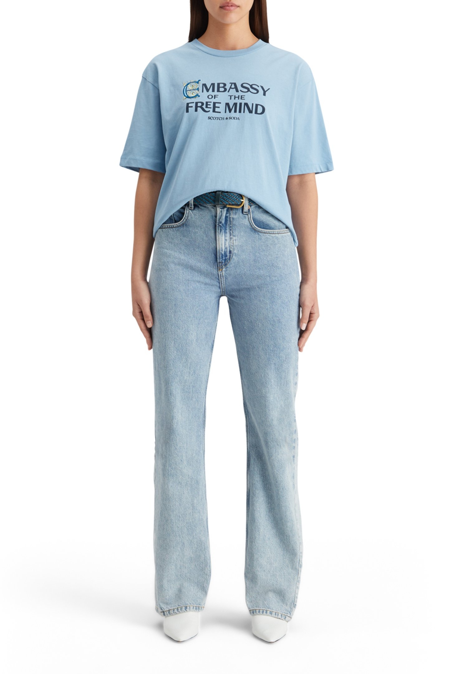 SPRAYED ARTWORK BOYFRIEND FIT T-SHIRT MYSTIC BLUE 3