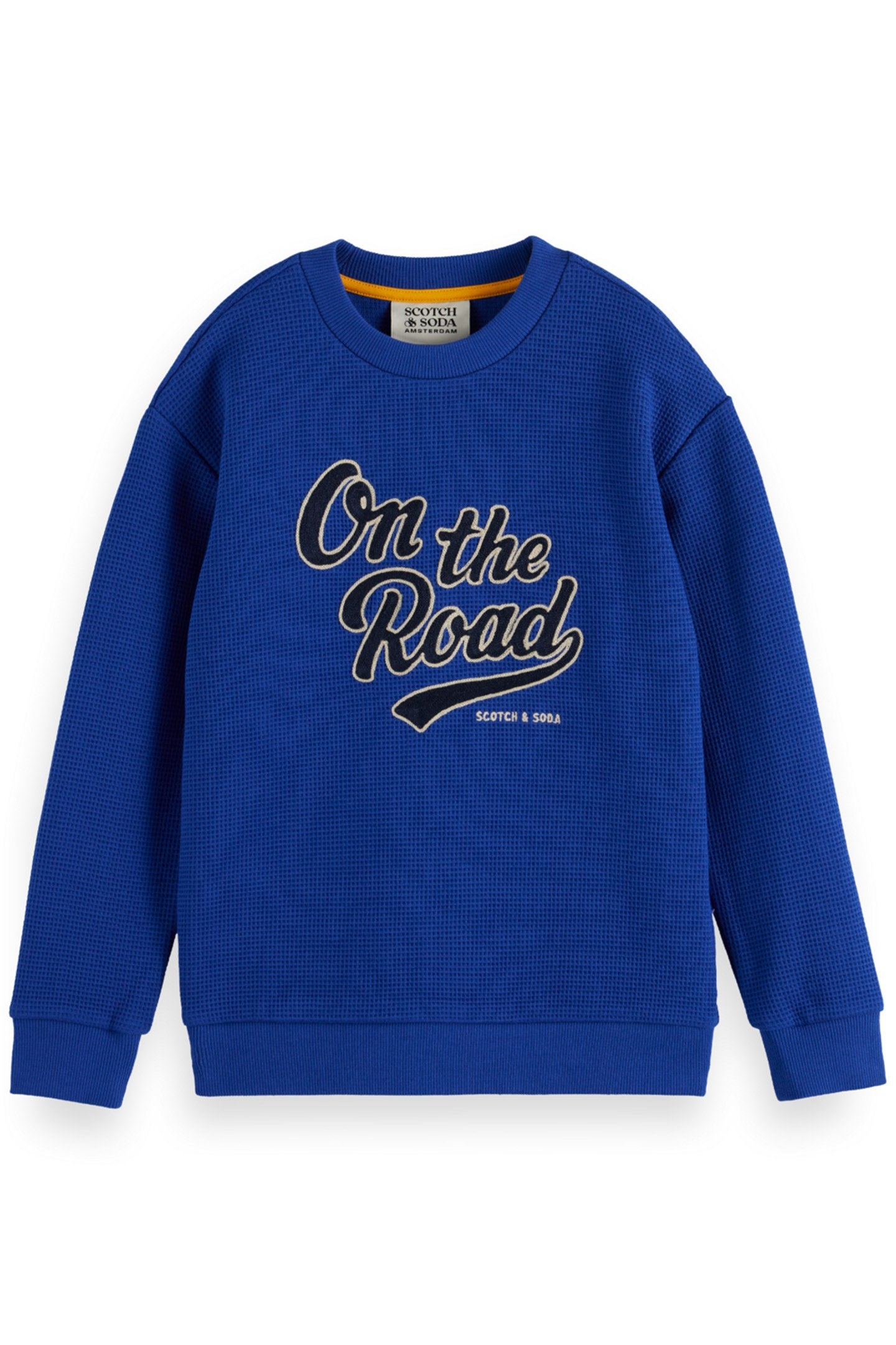 BOY RELAXED-FIT STRUCTURED CREWNECK SWEAT ROAD TRIP BLUE 1