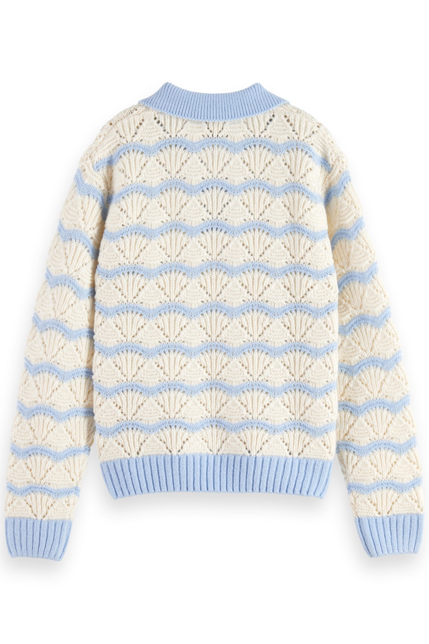 GIRL STRIPE BOXY PULLOVER WITH COLLAR PACIFIC BLUE 2