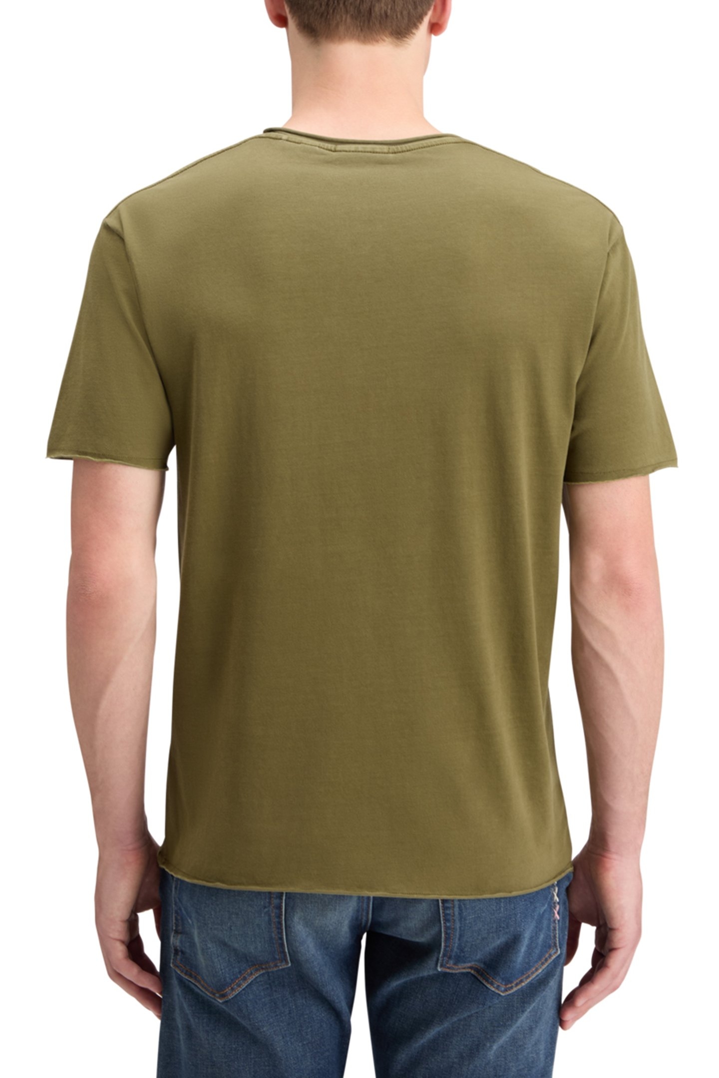 RAW EDGE GARMENT DYE T-SHIRT MOSS GREEN 2