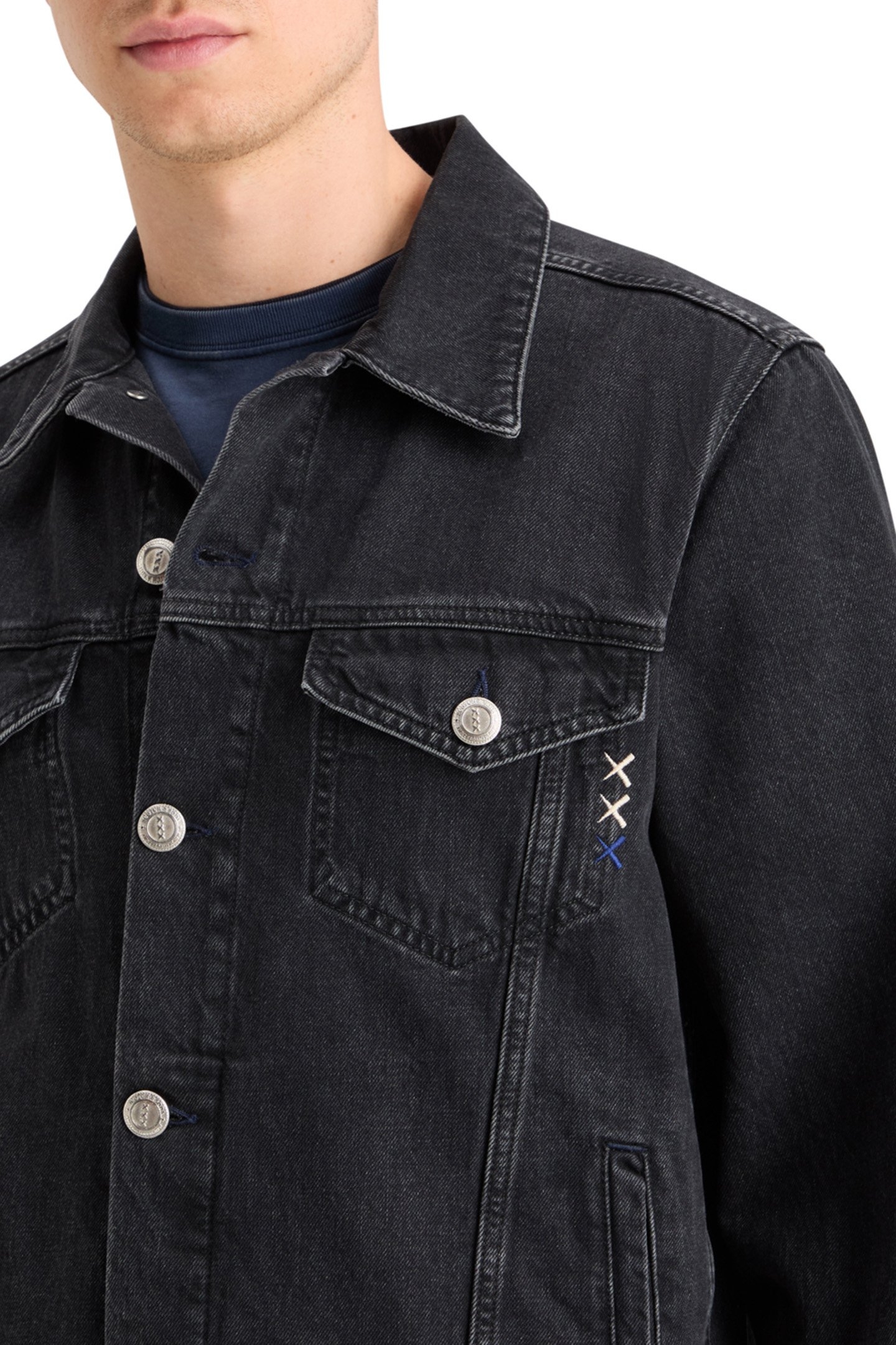 WASHED BLACK DENIM TRUCKER JACKET CITY BUZZ 7