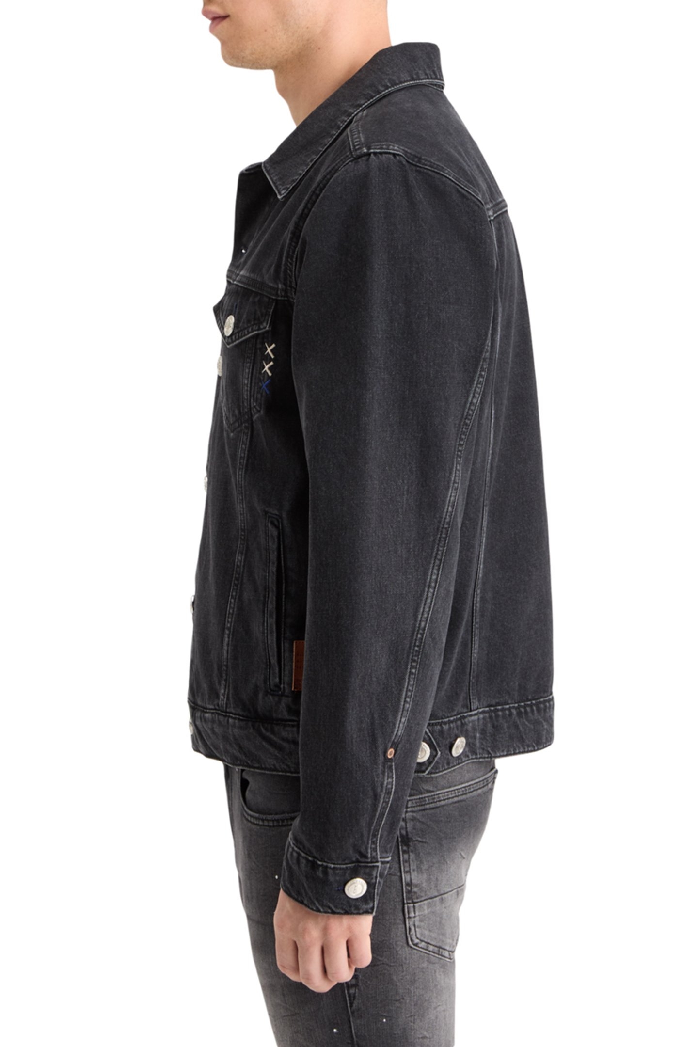 WASHED BLACK DENIM TRUCKER JACKET CITY BUZZ 6