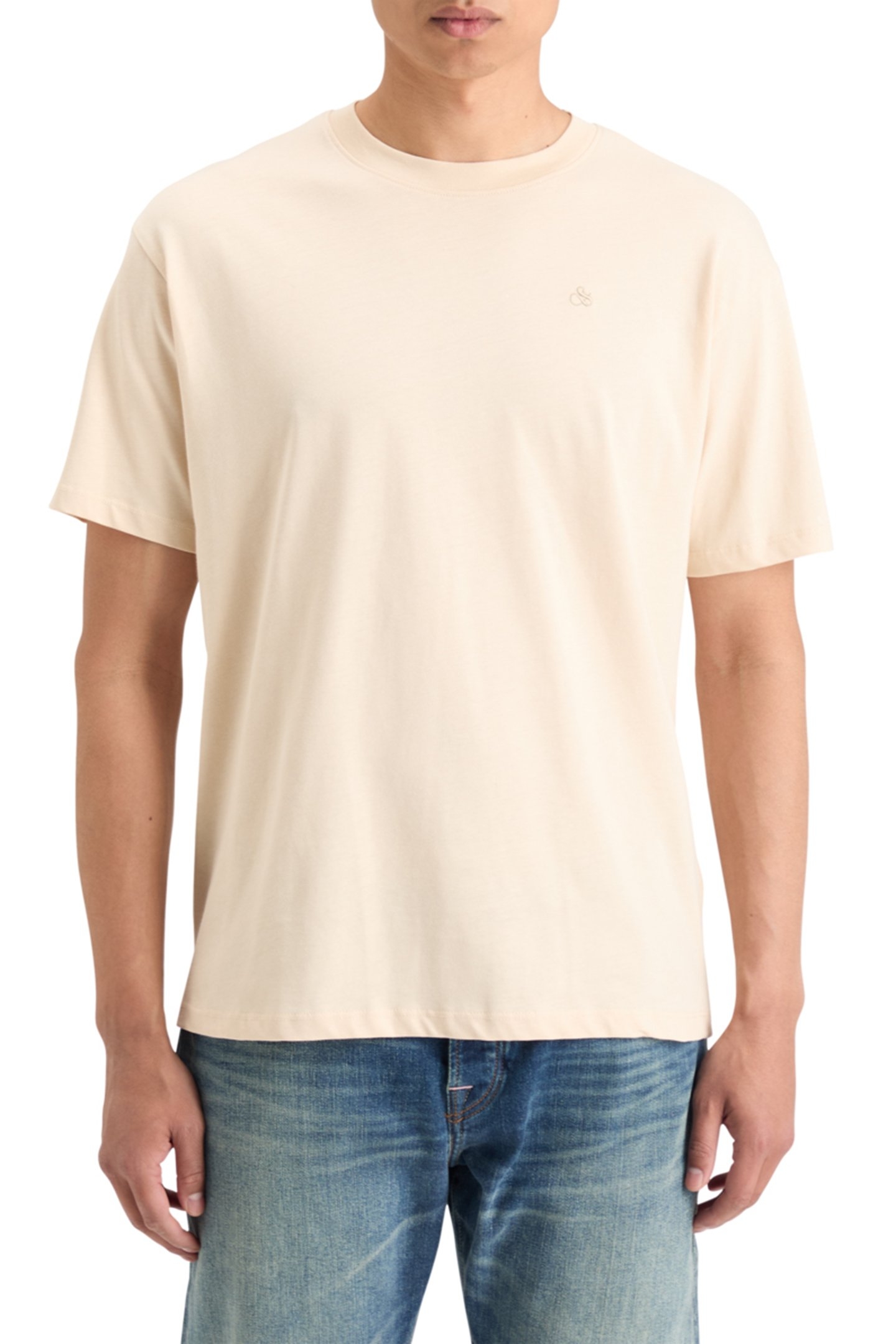 ESSENTIAL REGULAR FIT LOGO T-SHIRT PARCHMENT 1
