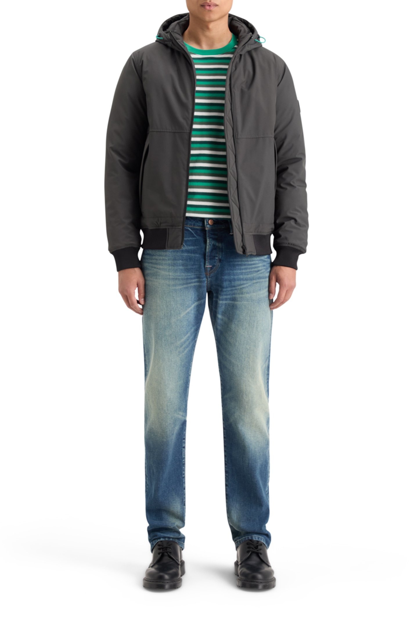 RELAXED FIT STRUCTURE STRIPE T-SHIRT GREEN WHITE MULTI STRIP 6