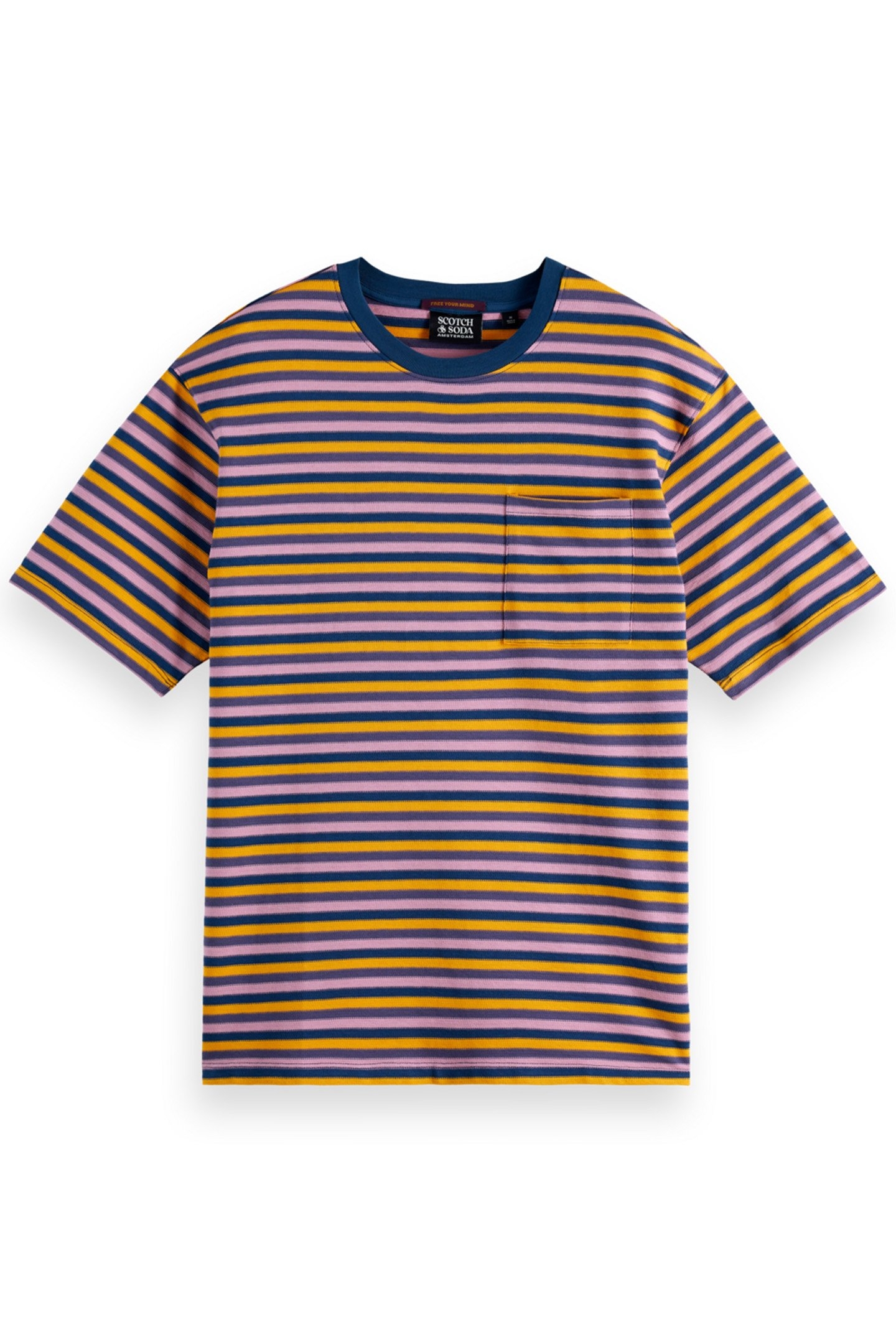 RELAXED FIT STRUCTURE STRIPE T-SHIRT PINK BLUE MULTI STRIPE 1