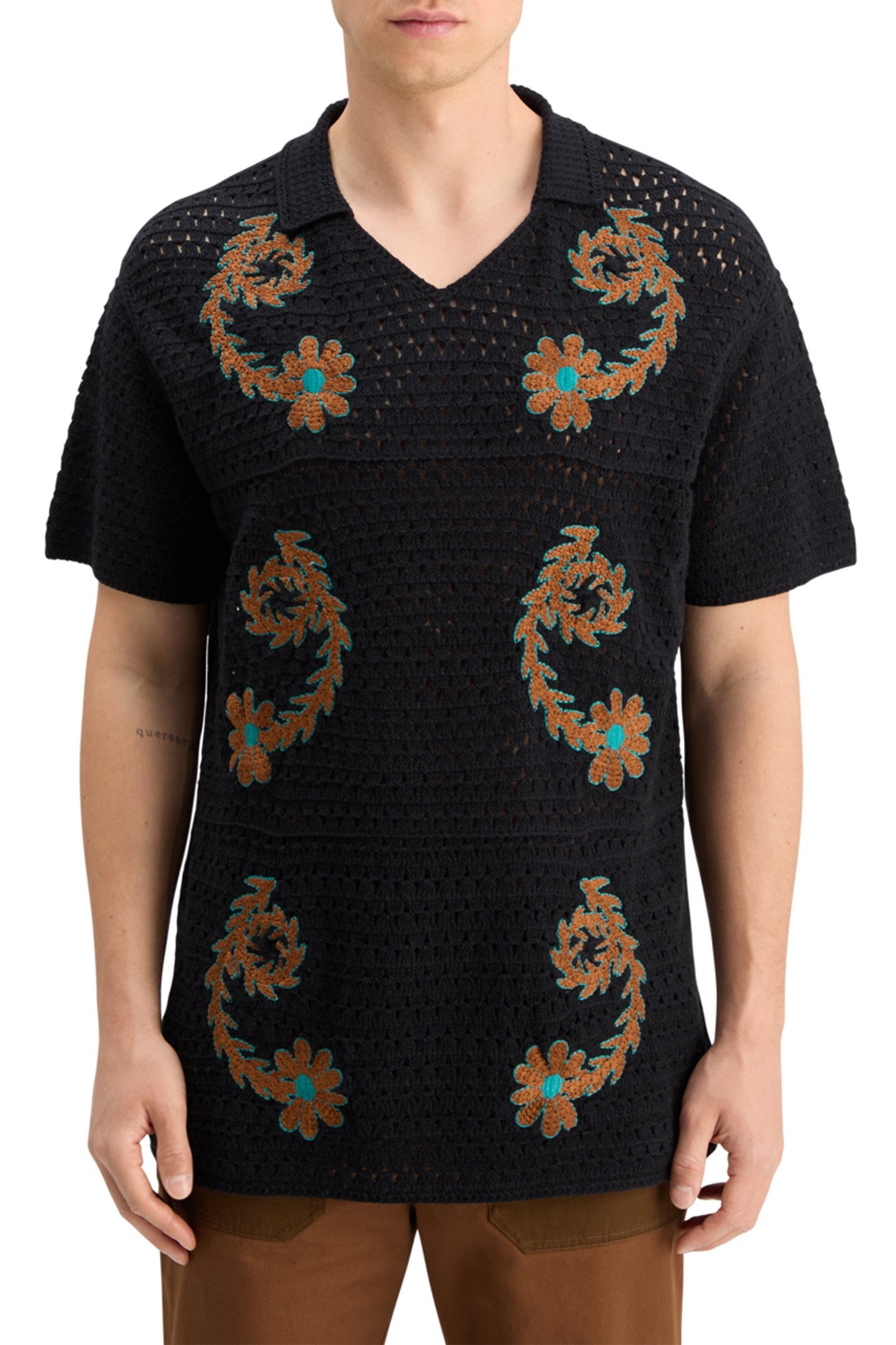 JOE JONAS X SCOTCH SODA CROCHET POLO SHORT SLEEVE BLACK 1