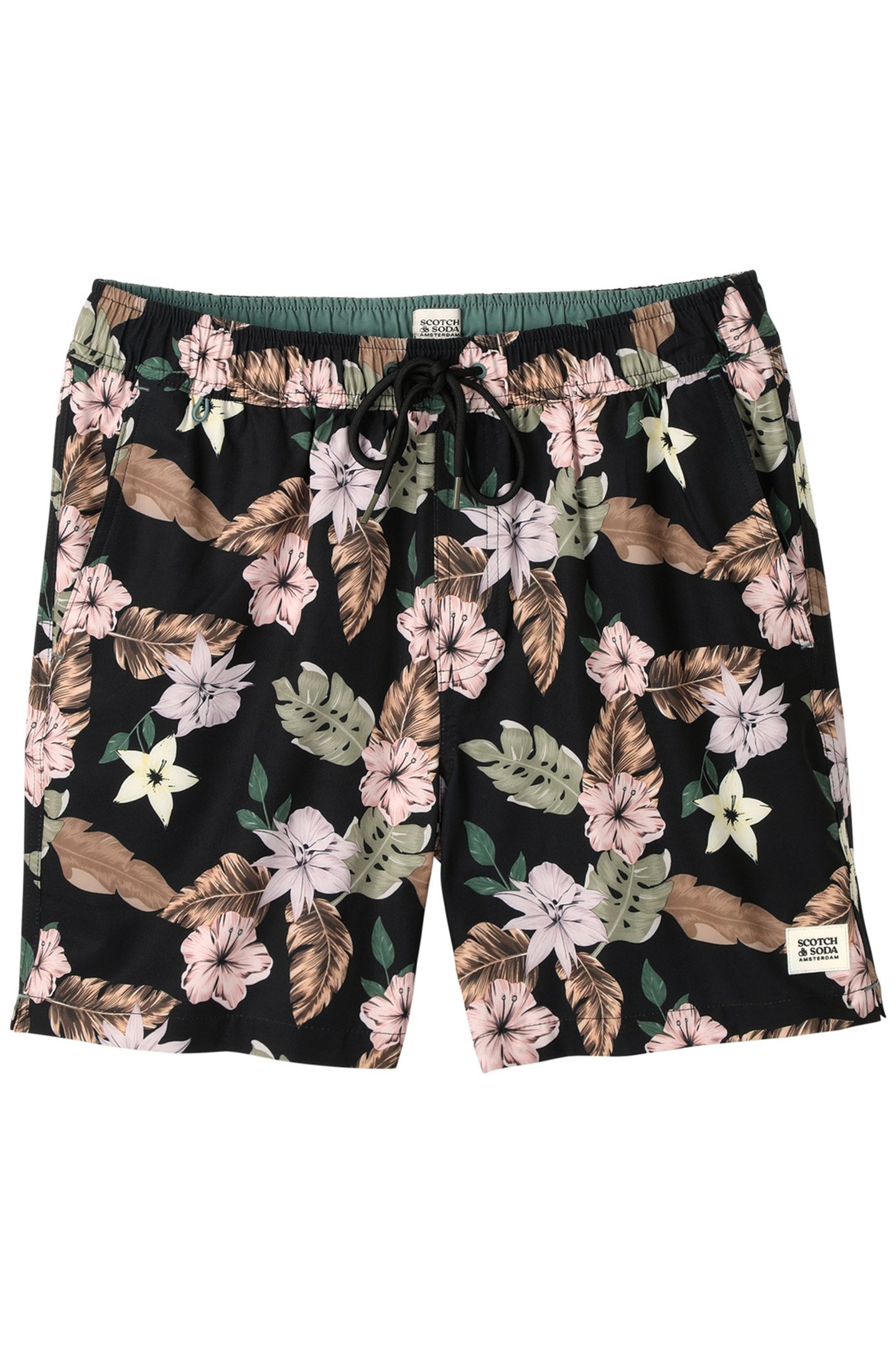 NOSTALGIA FLORAL SWIM TRUNK BLACK GREY 1