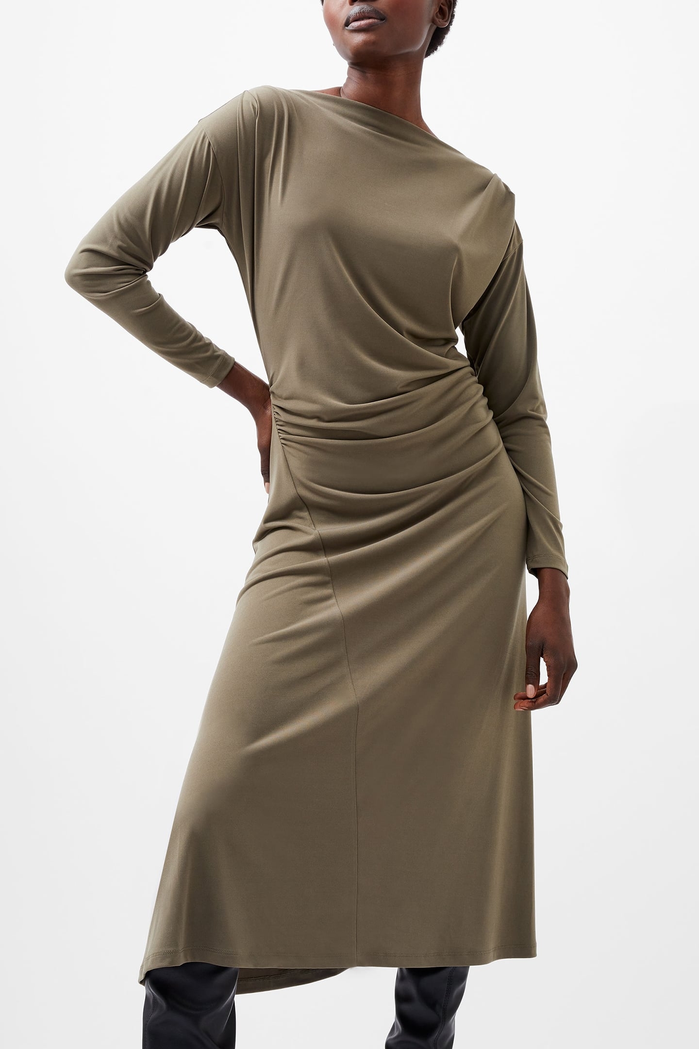SAMIRA JERSEY DRESS TARMAC KHAKI 1