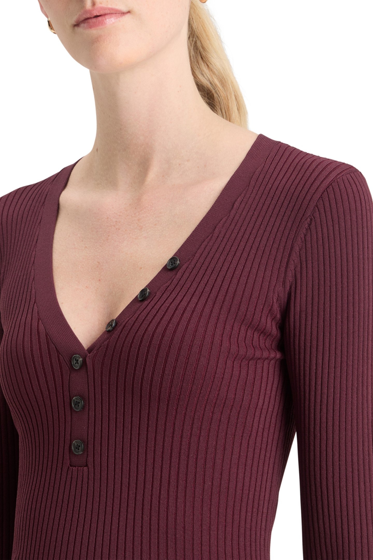 RIBBED FITTED PULLOVER BERRY 7