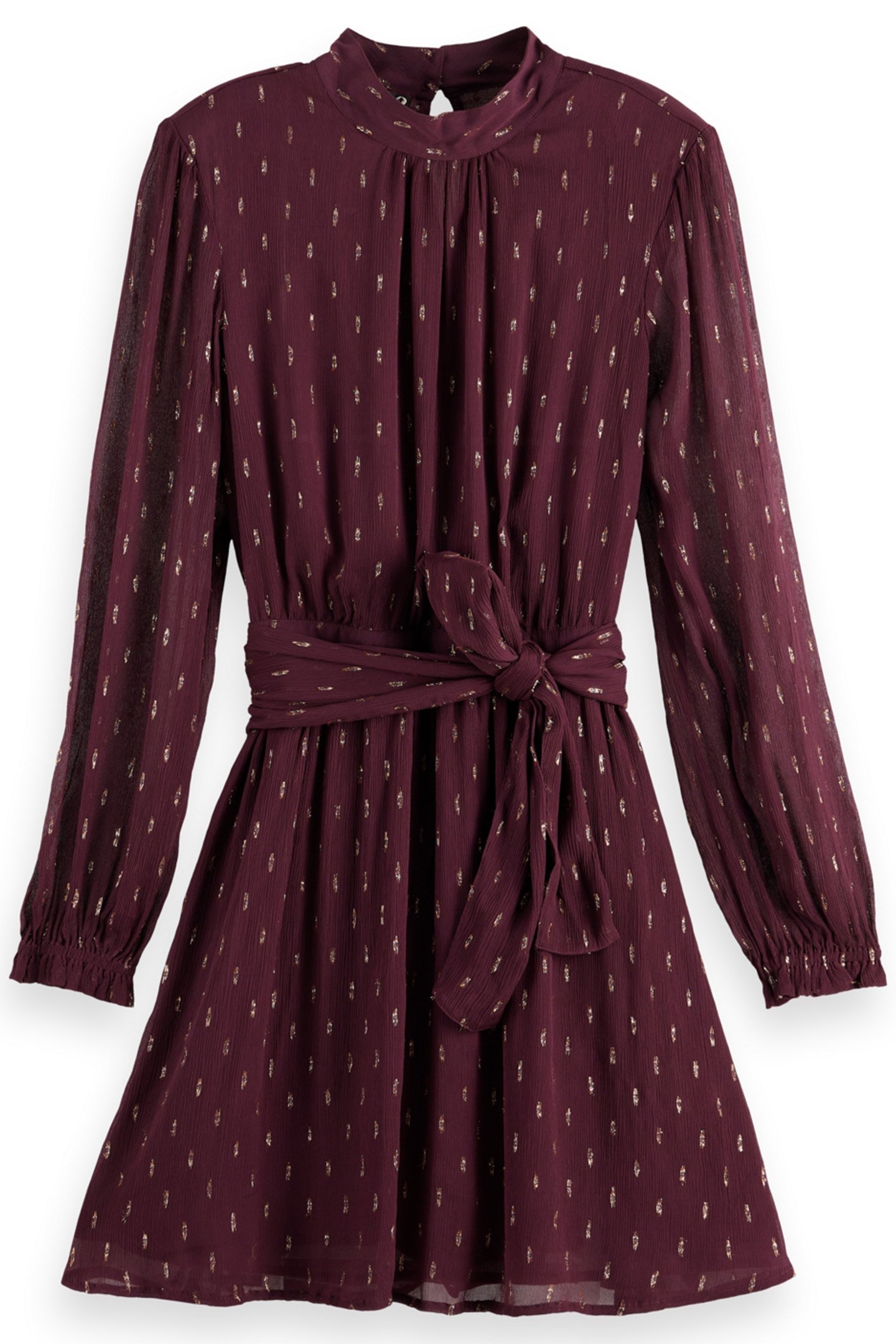 LUREX MINI DRESS WITH WRAP DETAIL DARK GRAPE 1