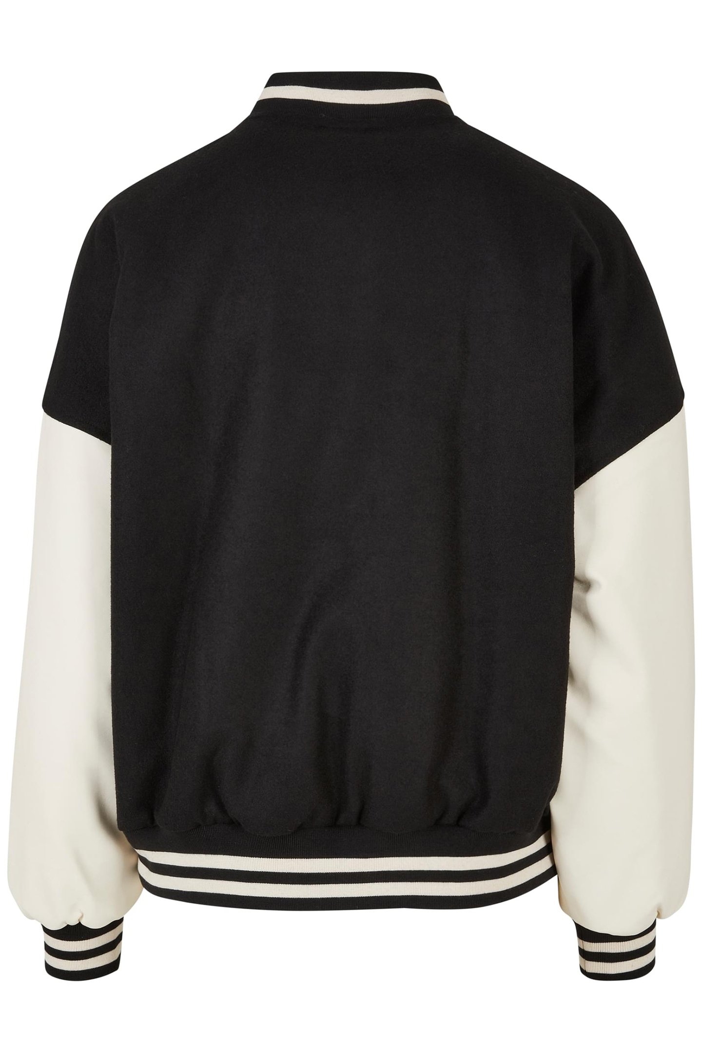 LADIES OVERSIZED BIG U COLLEGE JACKET BLACK/PALEWHITE 2