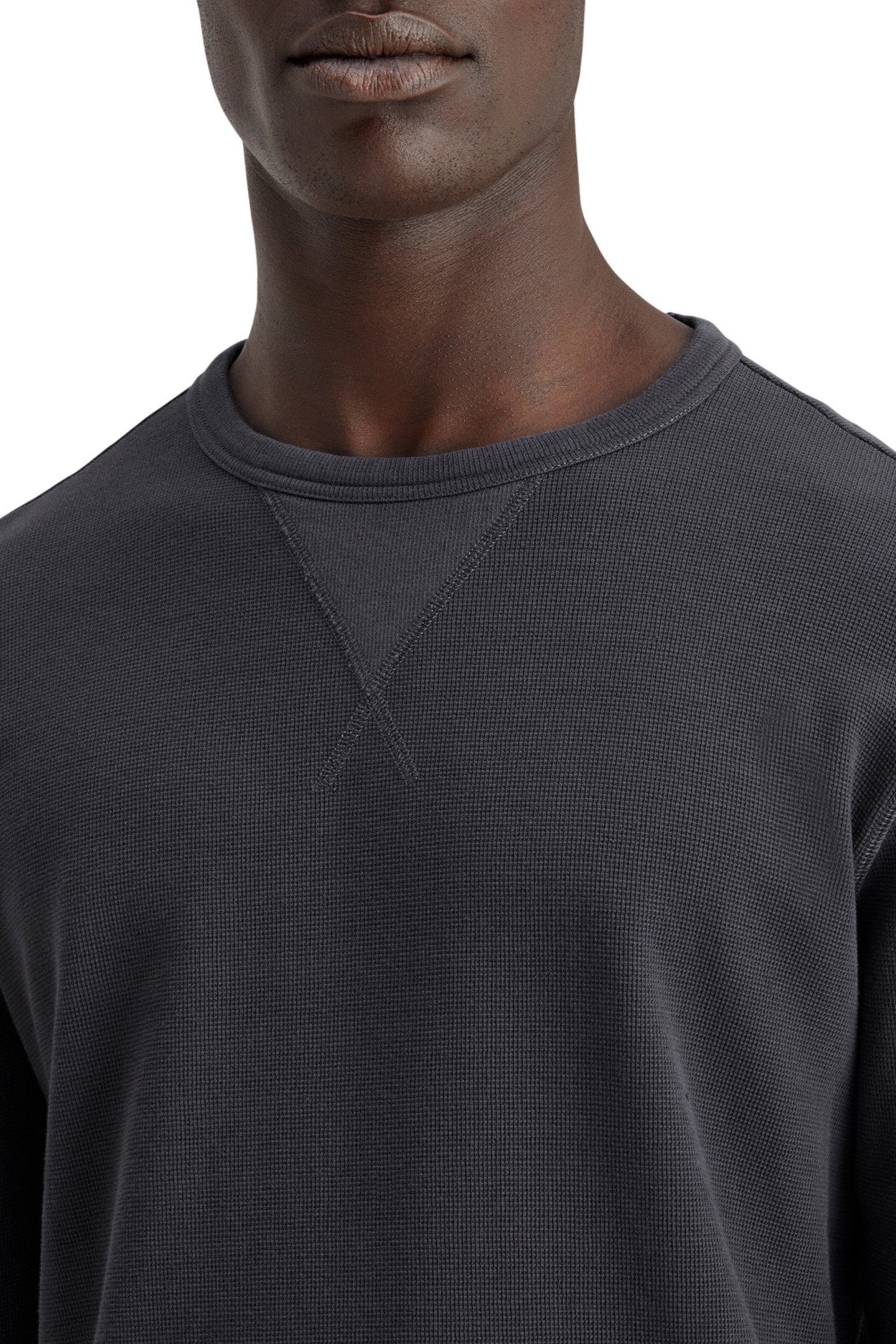 REGULAR FIT WAFFLE T-SHIRT LS MOODY GREY 7