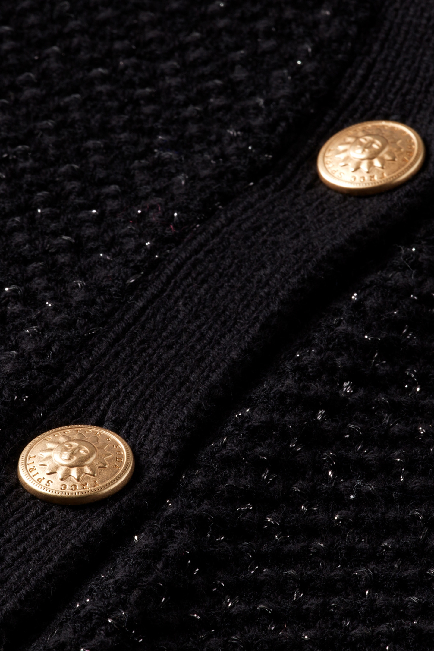 METALLIC TWEED STITCH CROPPED CARDIGAN EVENING BLACK 3