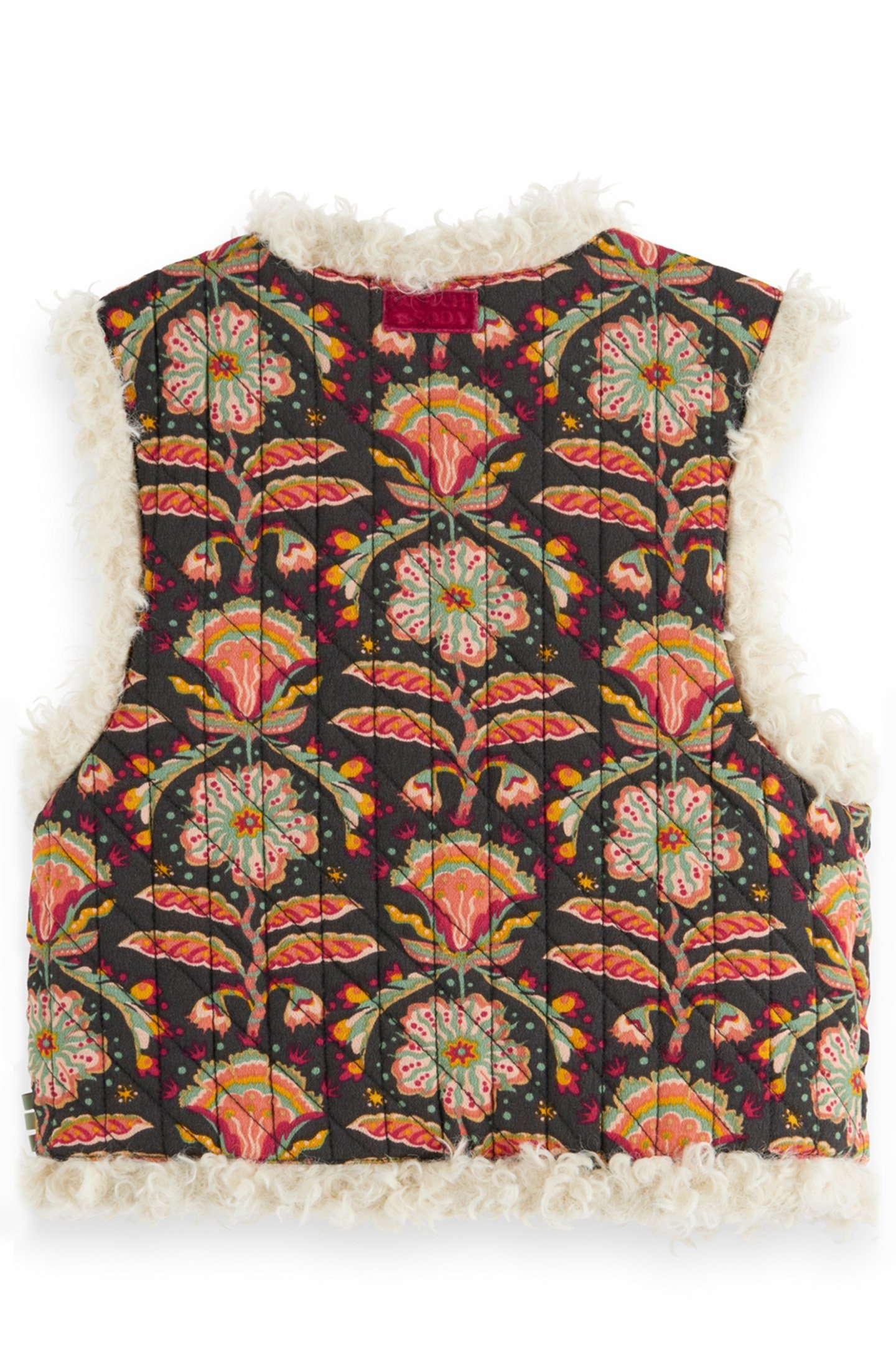 GIRL PRINTED GILET WITH FAUX FUR SAN FRAN FLOWER 2
