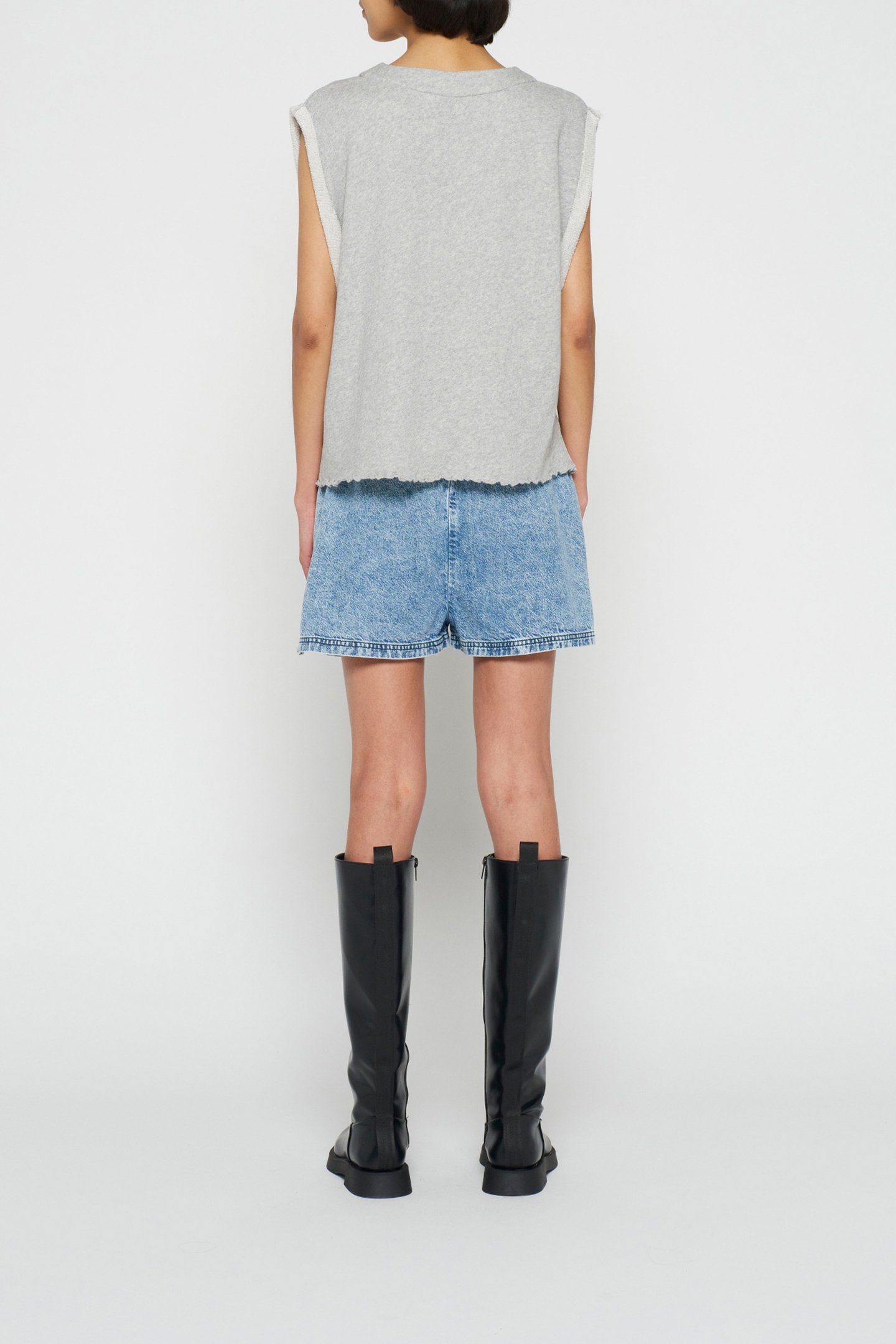 V-NECK TOP FLEECE LIGHT GREY MELEE 3