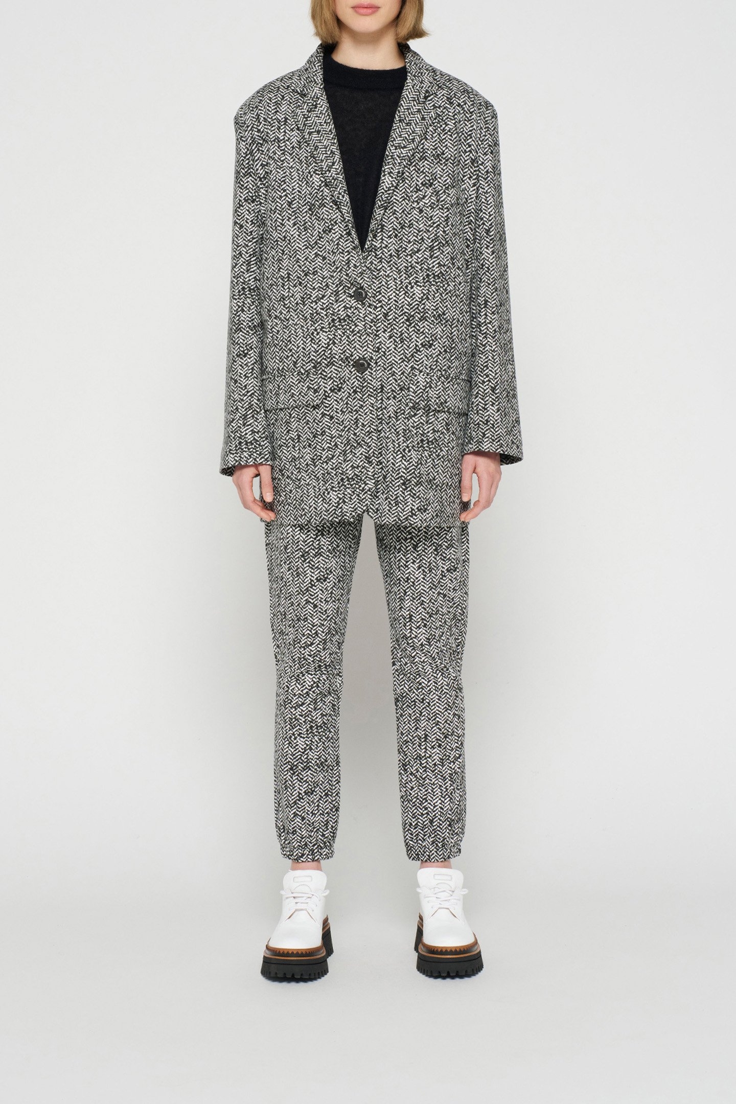 STATEMENT BLAZER HERRINGBONE BLACK 2