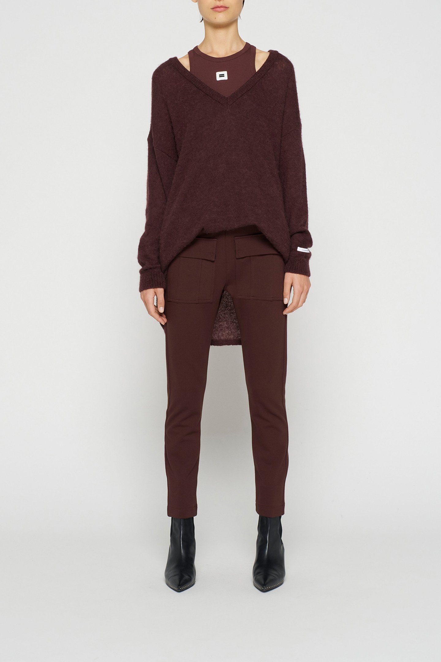 V-NECK THIN KNIT SWEATER AUBERGINE 7