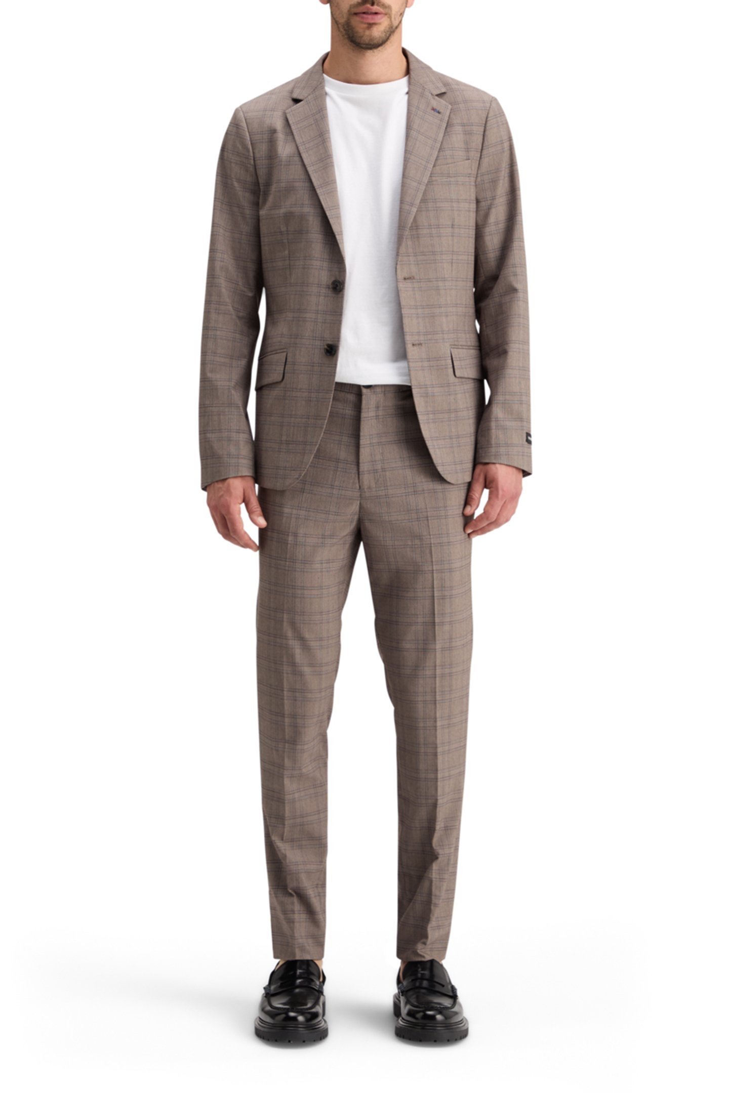 IRVING - CLASSIC YARN-DYED CHINO BROWN ECRU CHECK 3