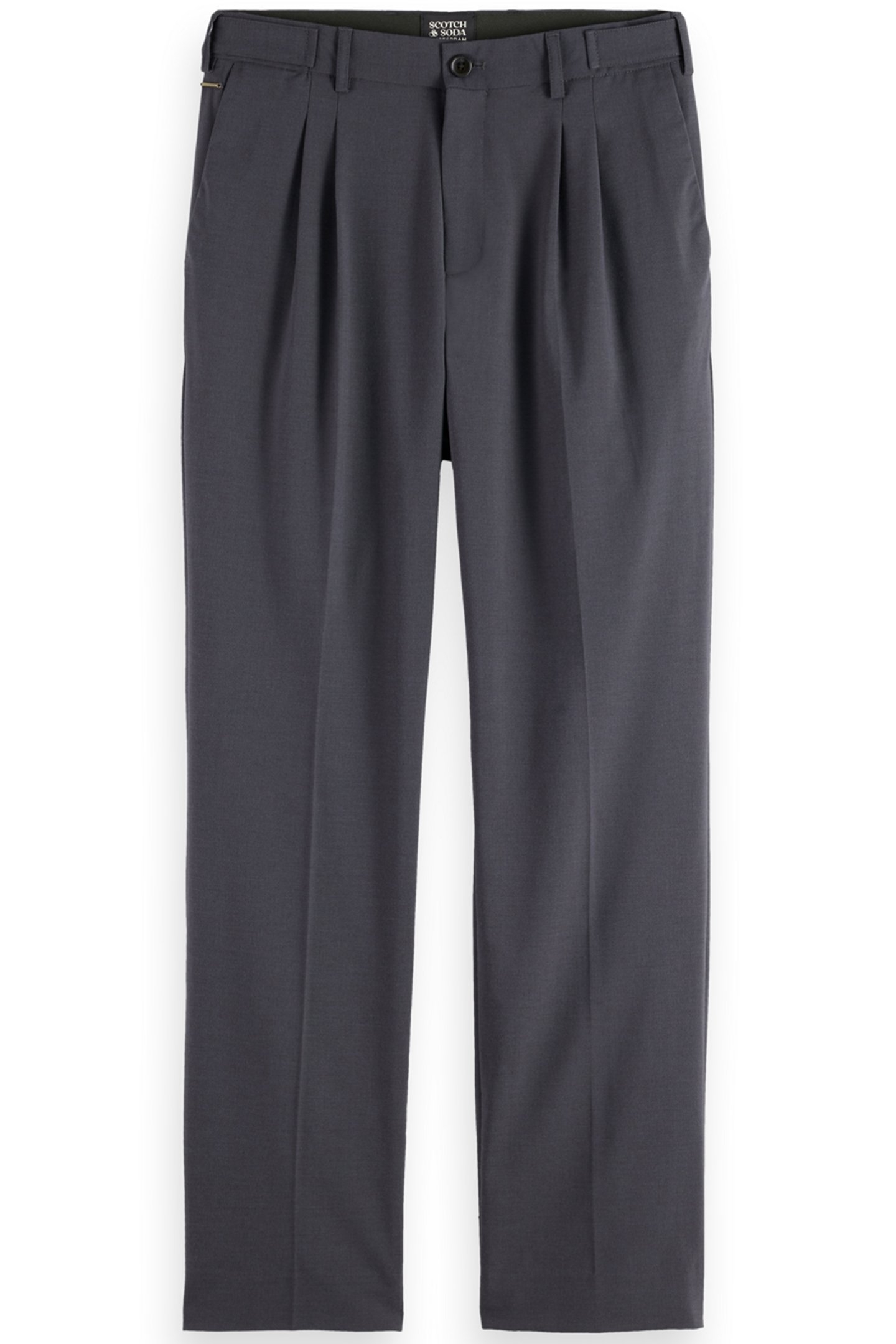 STRAIGHT FIT PLEATED WOOL BLEND CHINO MOODY GREY MELANGE 1