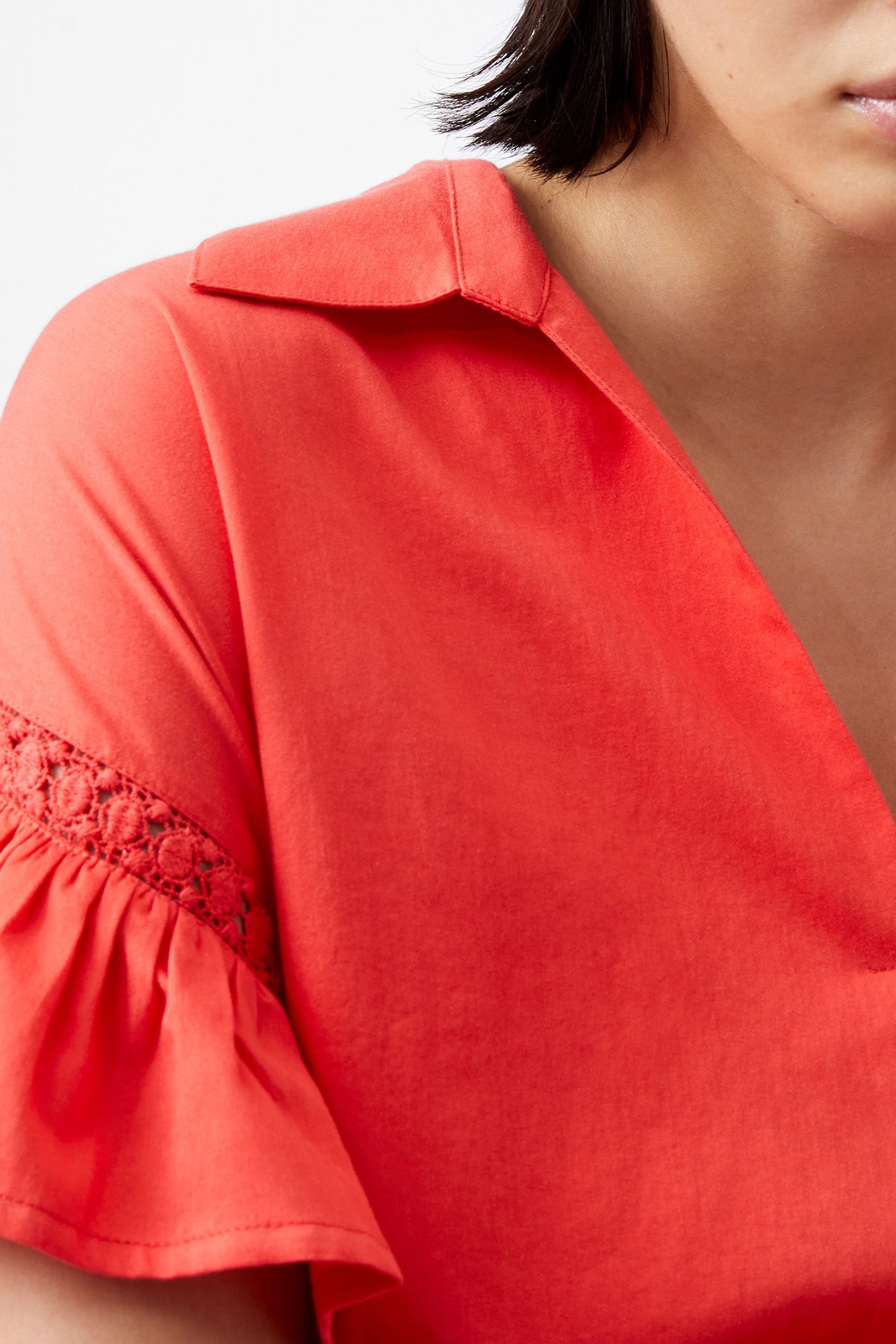 SINDEY COTTON S/S V NK SHIRT CAYENNE RED 5