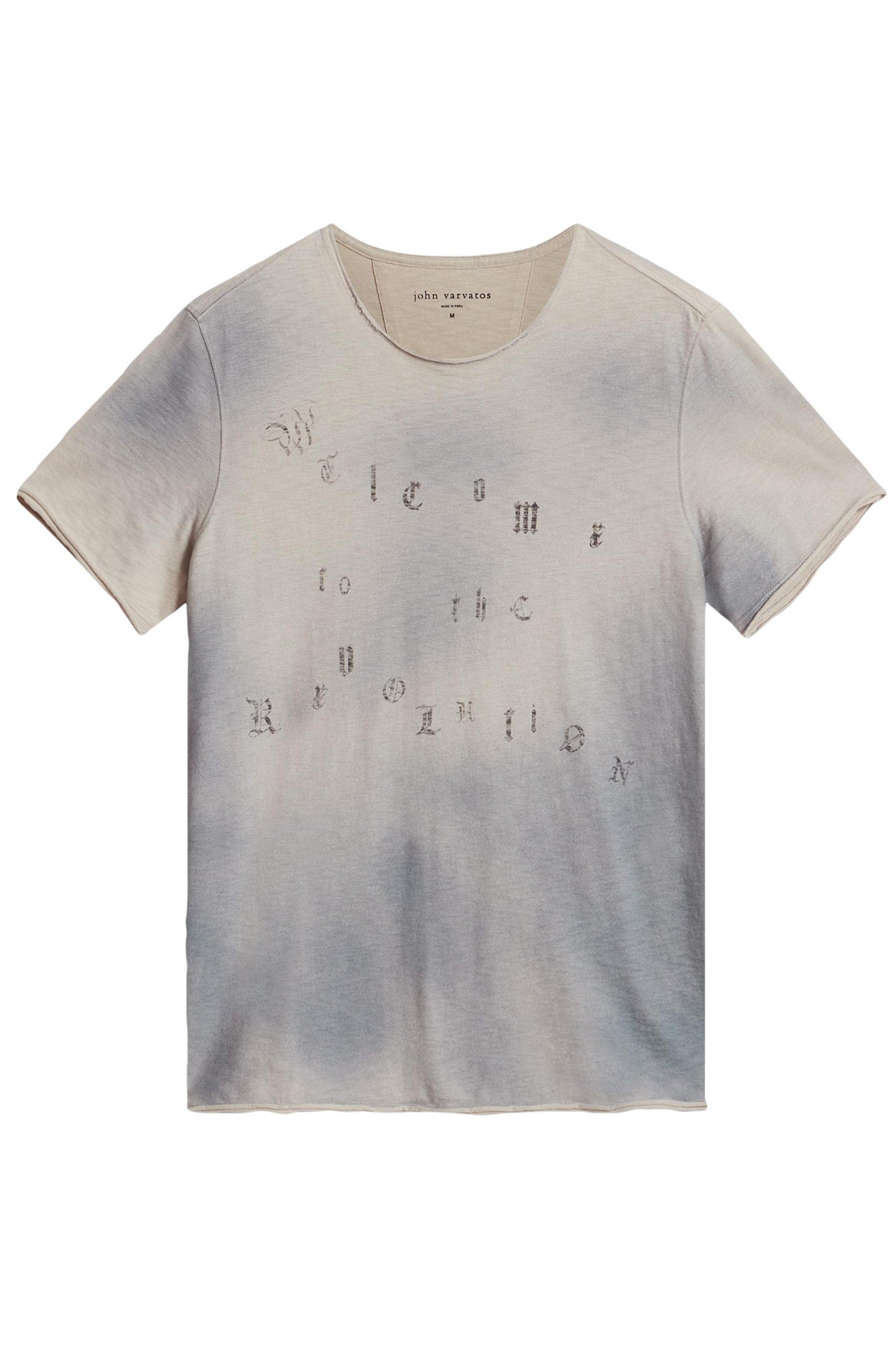 SS RAW EDGE TEE - WELCOMETO THE REVOLUTION TEA STAIN 2