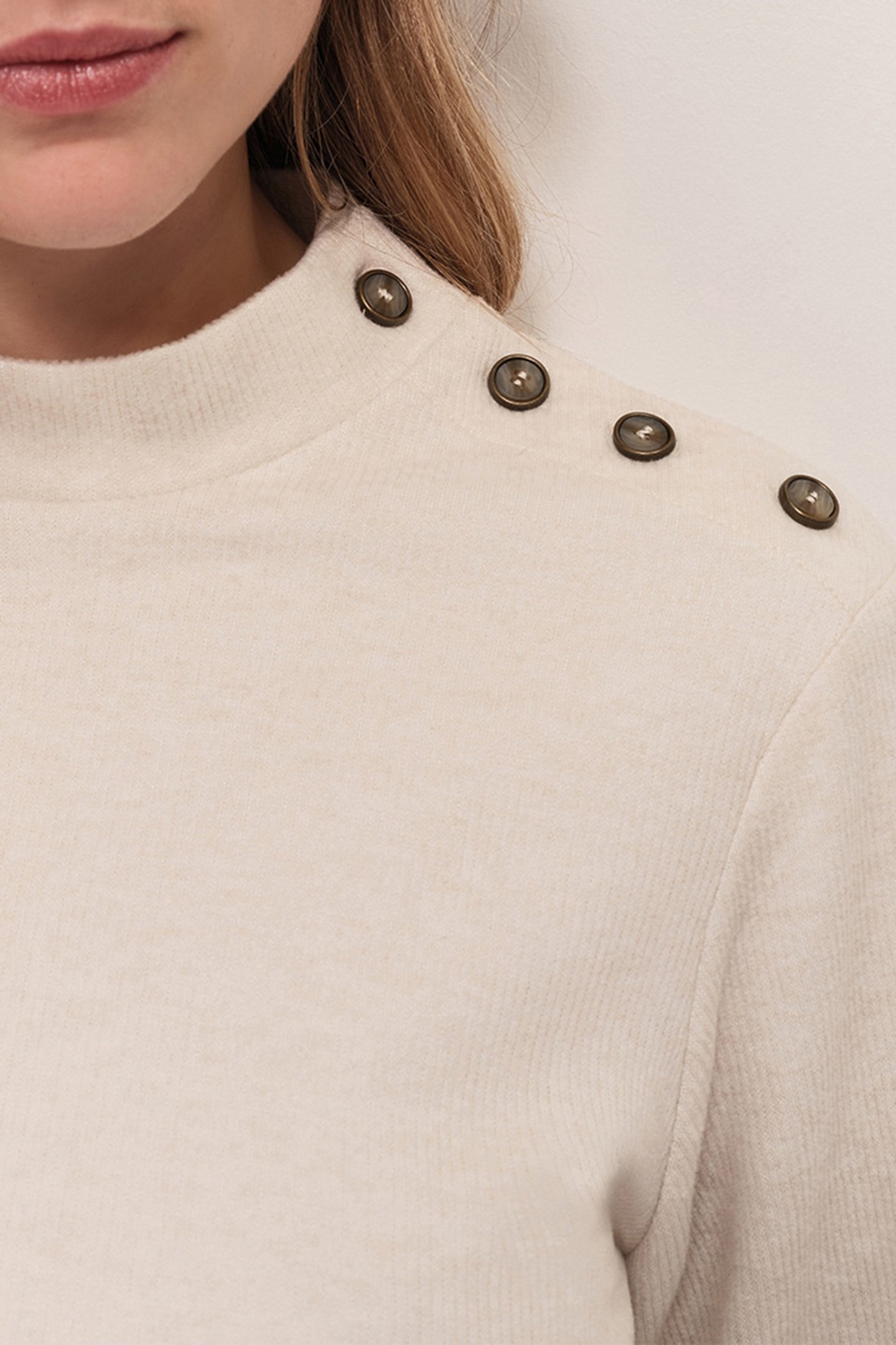 RAVEN - DRESS IN ECRU INTERLOCK FLAT RIB KNIT 5