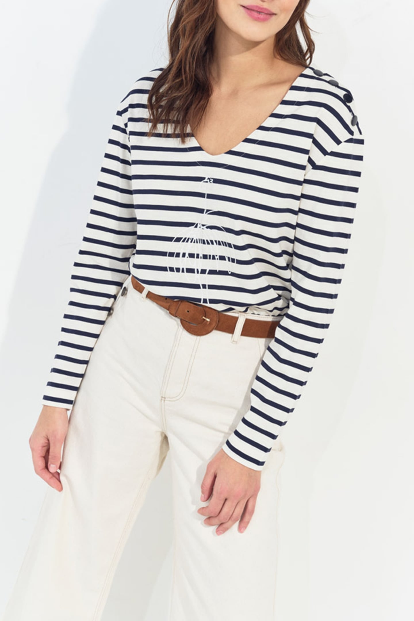 MARA - SAILOR'S T-SHIRT IN ORGANIC COTTON WITH SEQUINED VISU 1