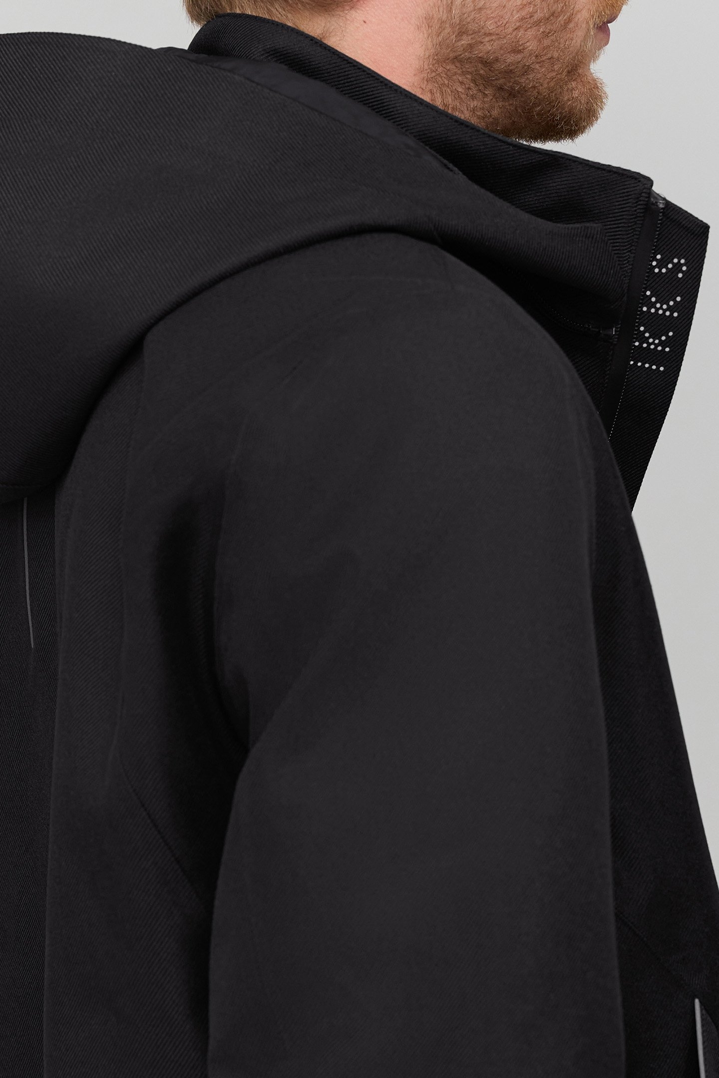 BLACK NYLON WATERPROOF JACKET WITH DETACHABLE HOOD 5