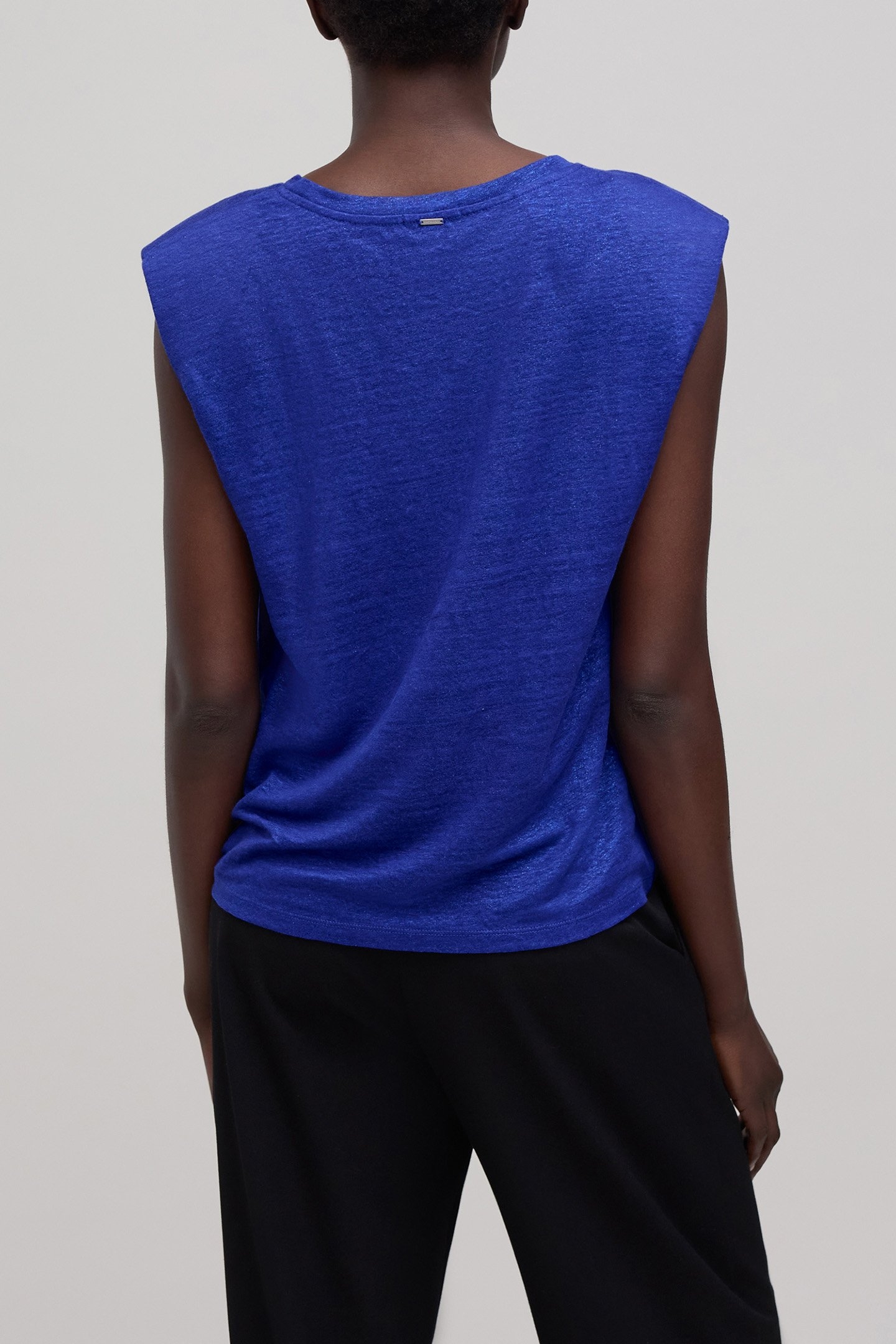 ELECTRIC BLUE LINEN FOIL KNIT TEE-SHIRT 2