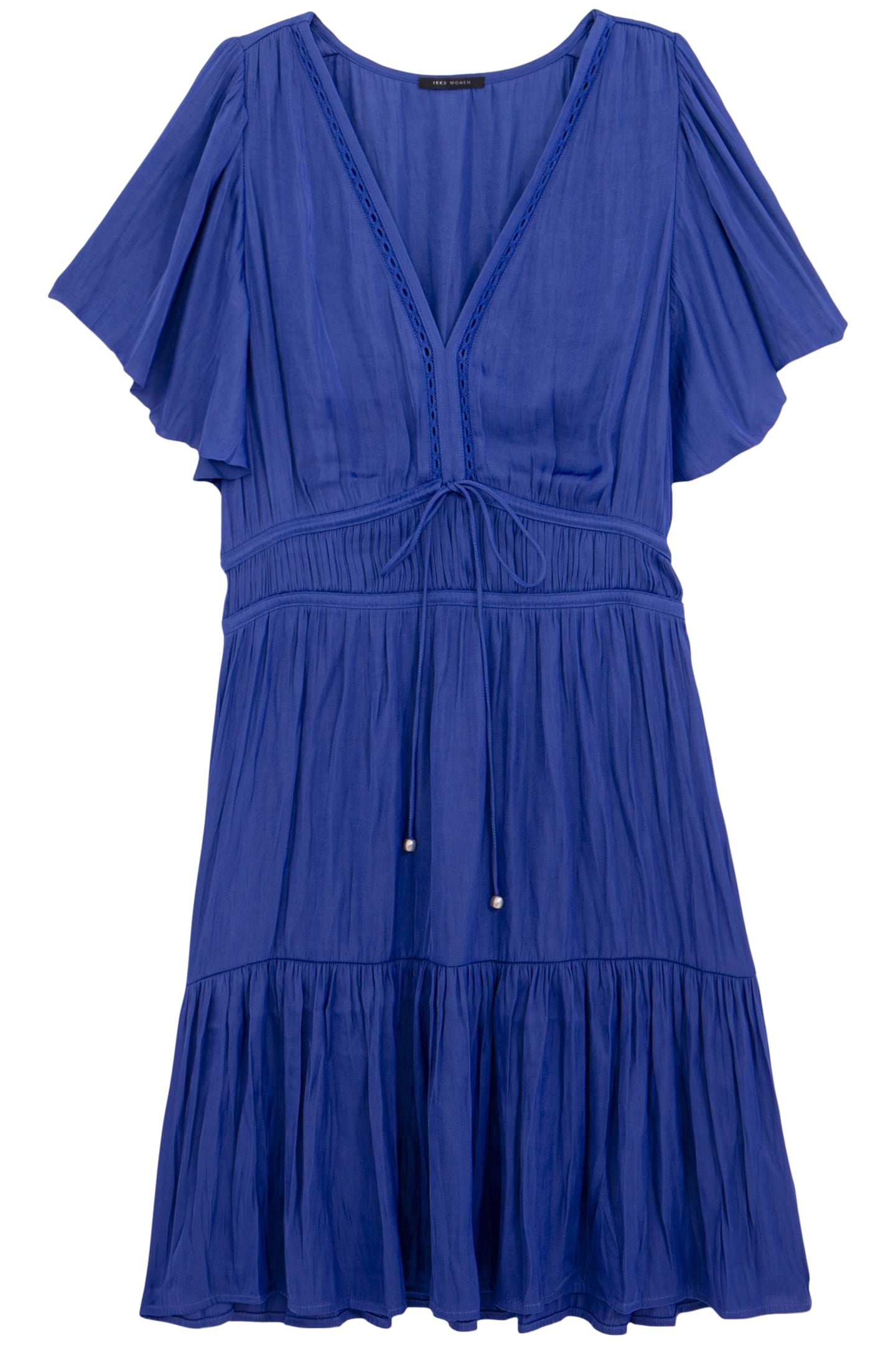 ROYAL BLUE CRUMPLED DRESS WITH BUTTERFLY SLEEVES 3