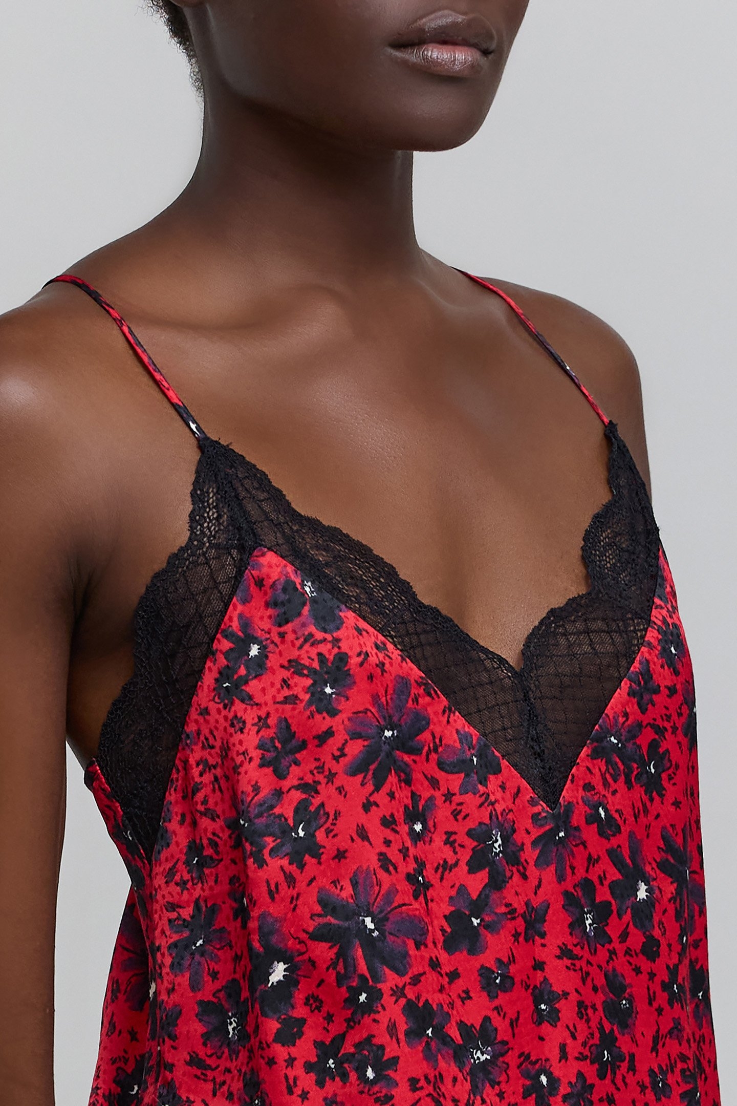 RED FLORAL PRINT CAMISOLE WITH THIN STRAPS 6