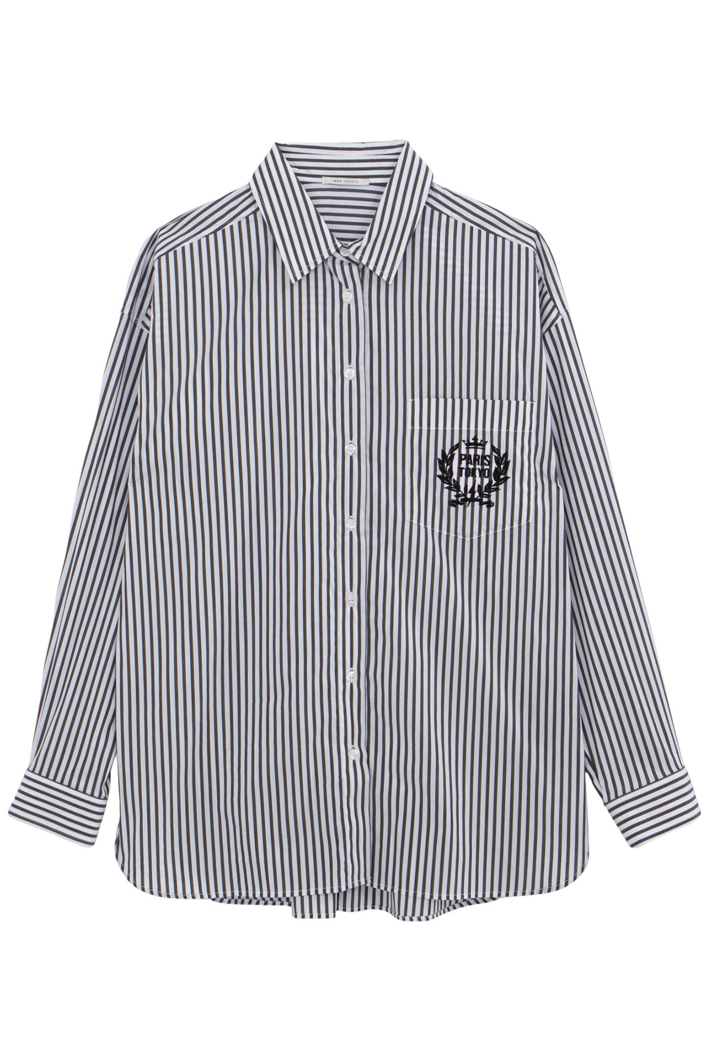 OVERSIZED BLACK SHIRT WITH STRIPES AND EMBROIDERY 3