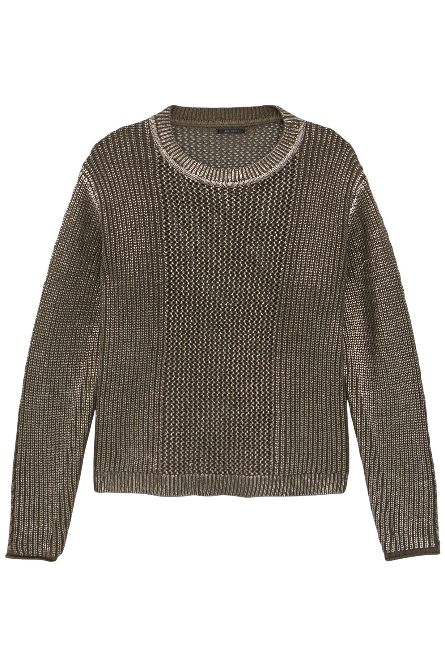 KHAKI OPENWORK KNIT SWEATER 4