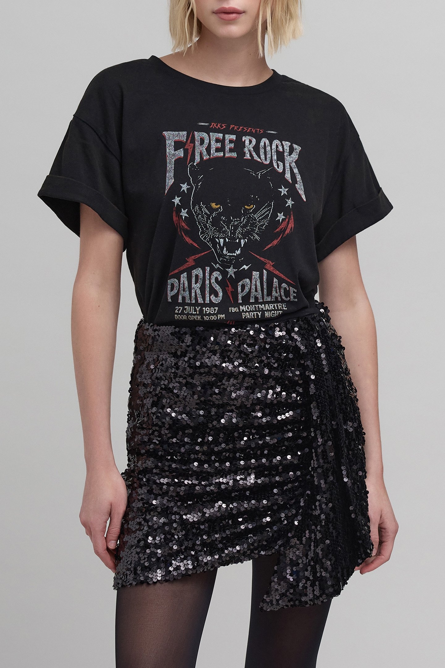 SHORT BLACK SEQUIN EMBROIDERED SKIRT 4