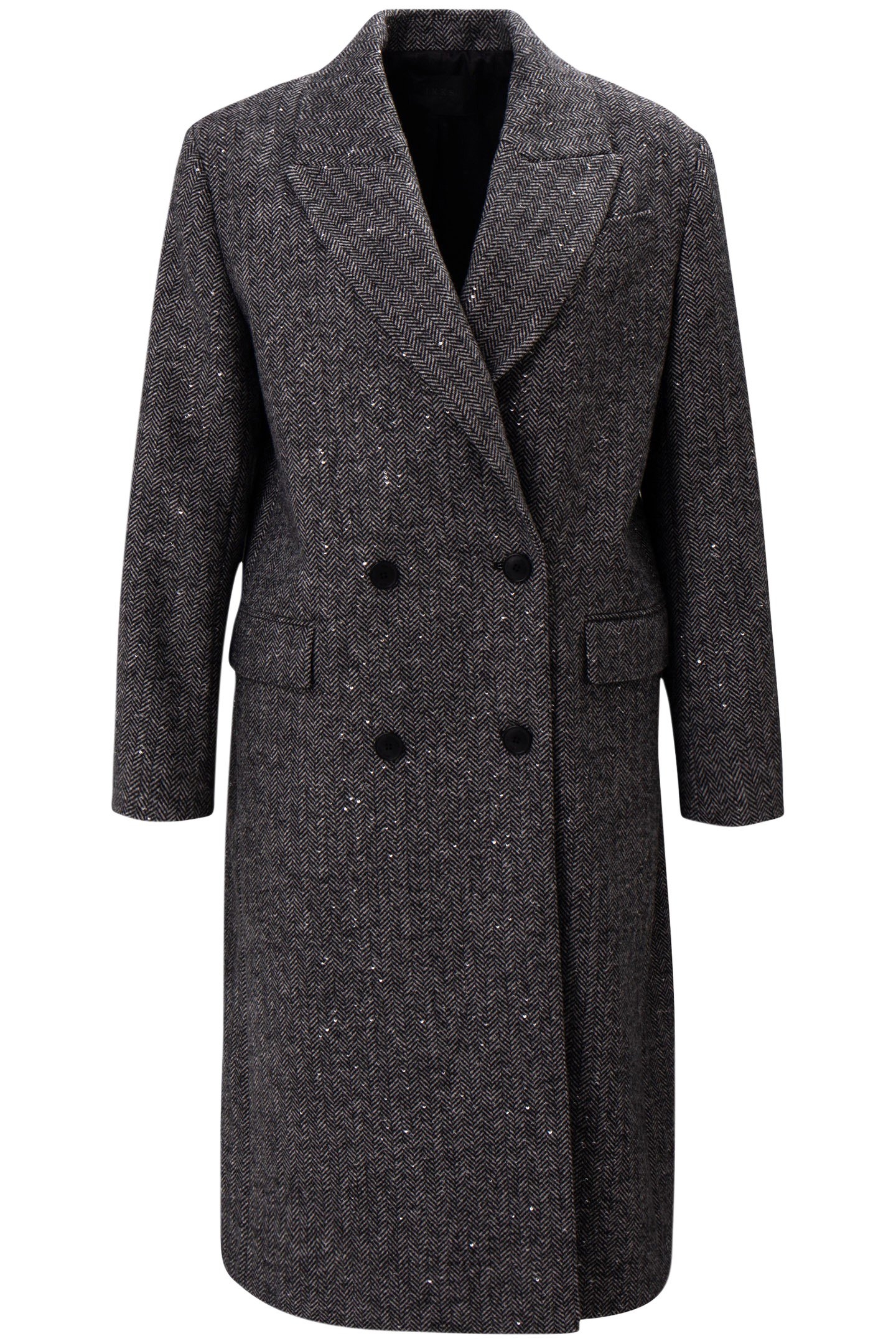 GREY HERRINGBONE COAT WITH SEQUIN EMBROIDERY 1