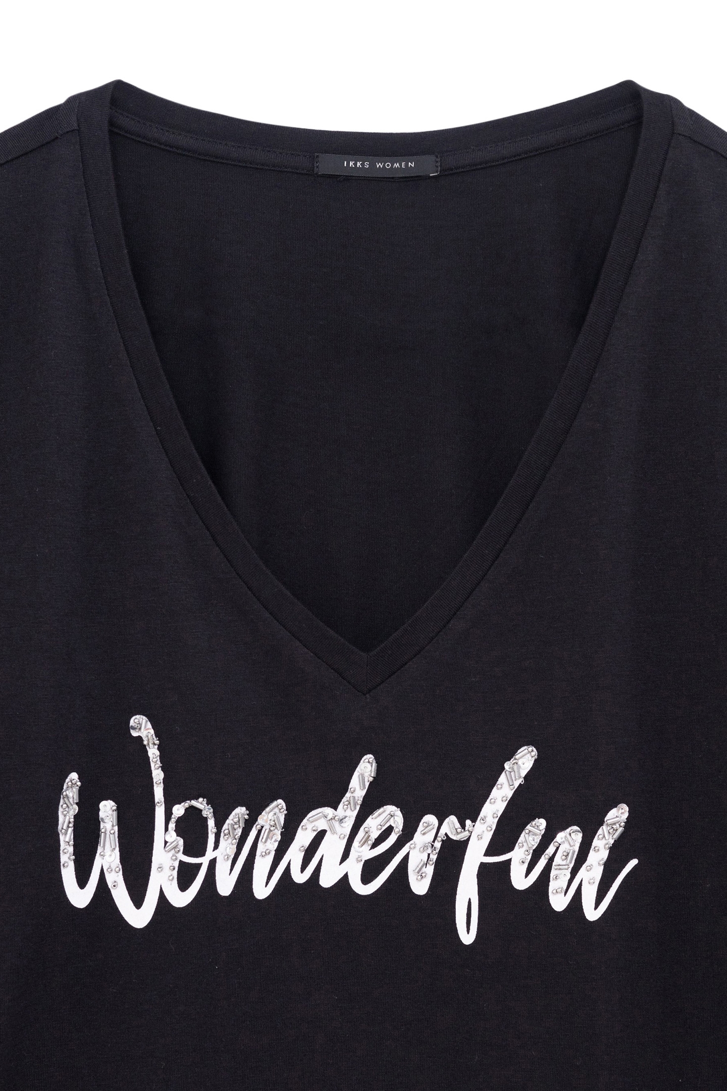 BLACK TEE-SHIRT WITH PEARL EMBROIDERY MESSAGE 5