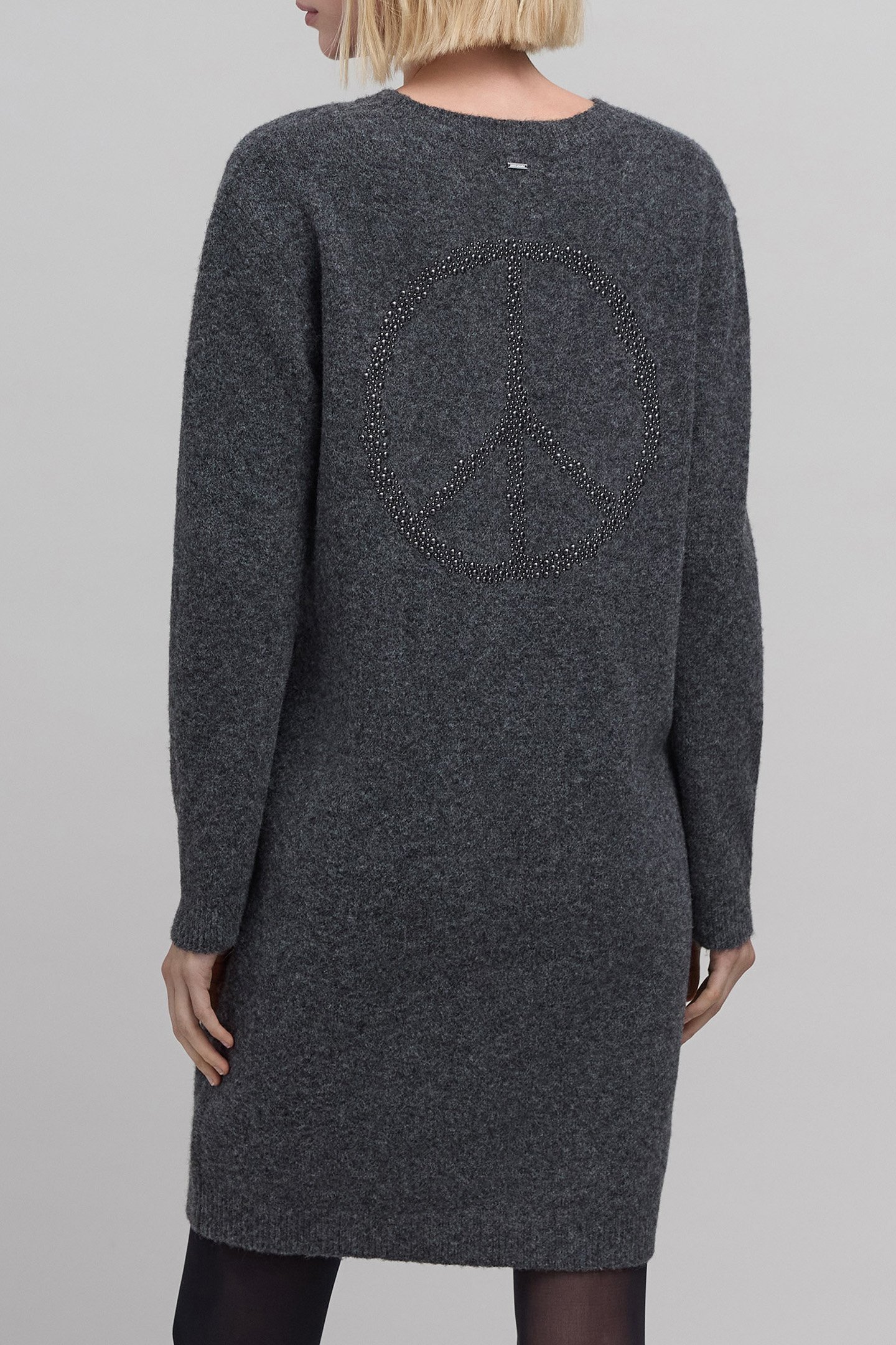 BLACK KNIT MAXI SWEATER DRESS WITH STUDS ON BACK 2