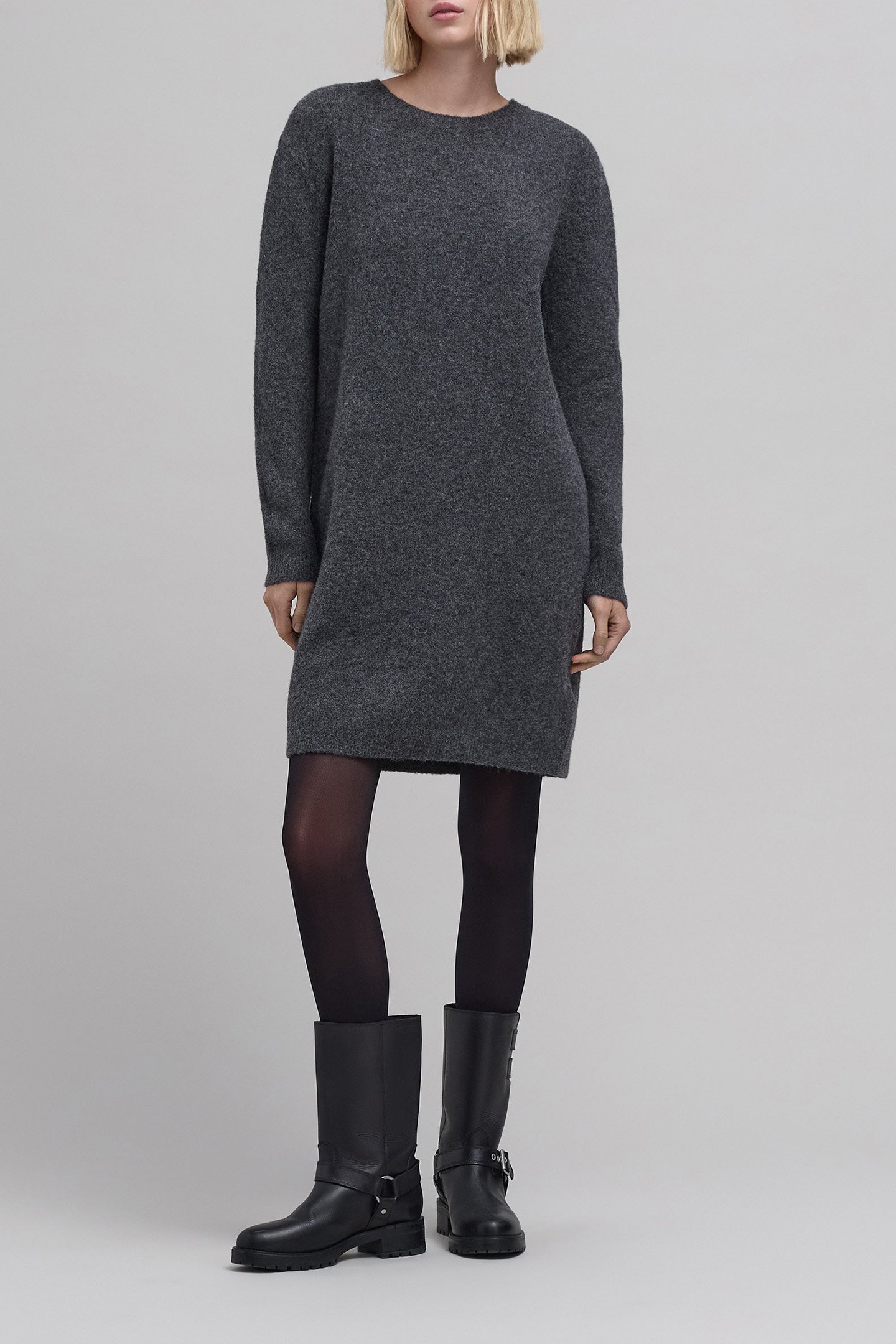 BLACK KNIT MAXI SWEATER DRESS WITH STUDS ON BACK 3